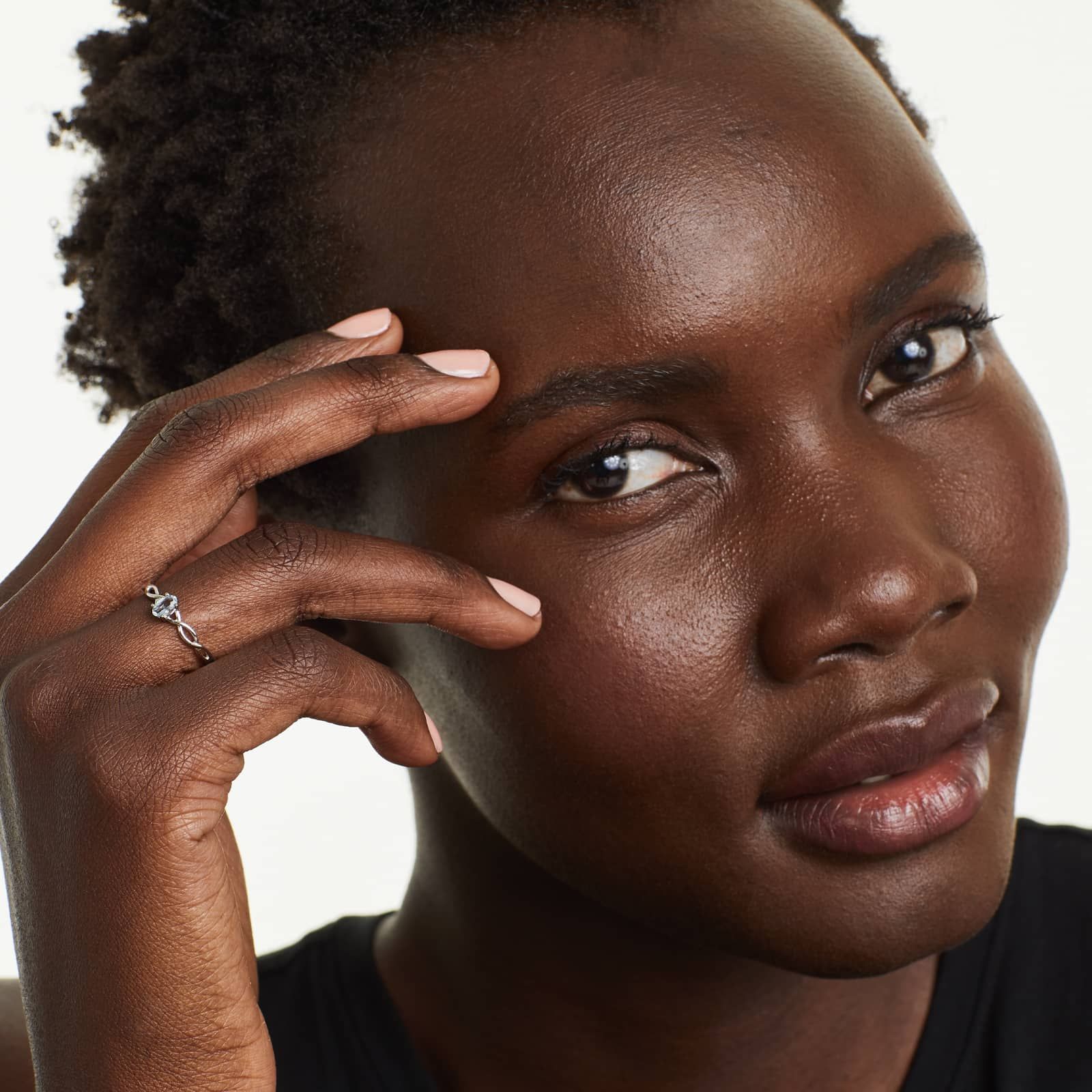 Infinity Aquamarine Birthstone Ring In 14K White Gold