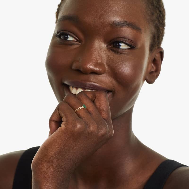 Infinity Emerald Birthstone Ring In 14K Yellow Gold