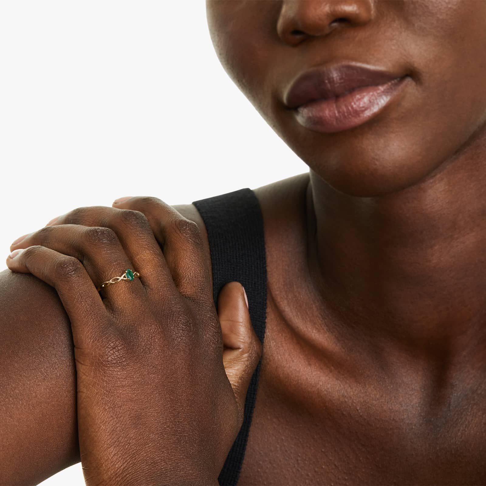 Infinity Emerald Birthstone Ring In 14K Yellow Gold