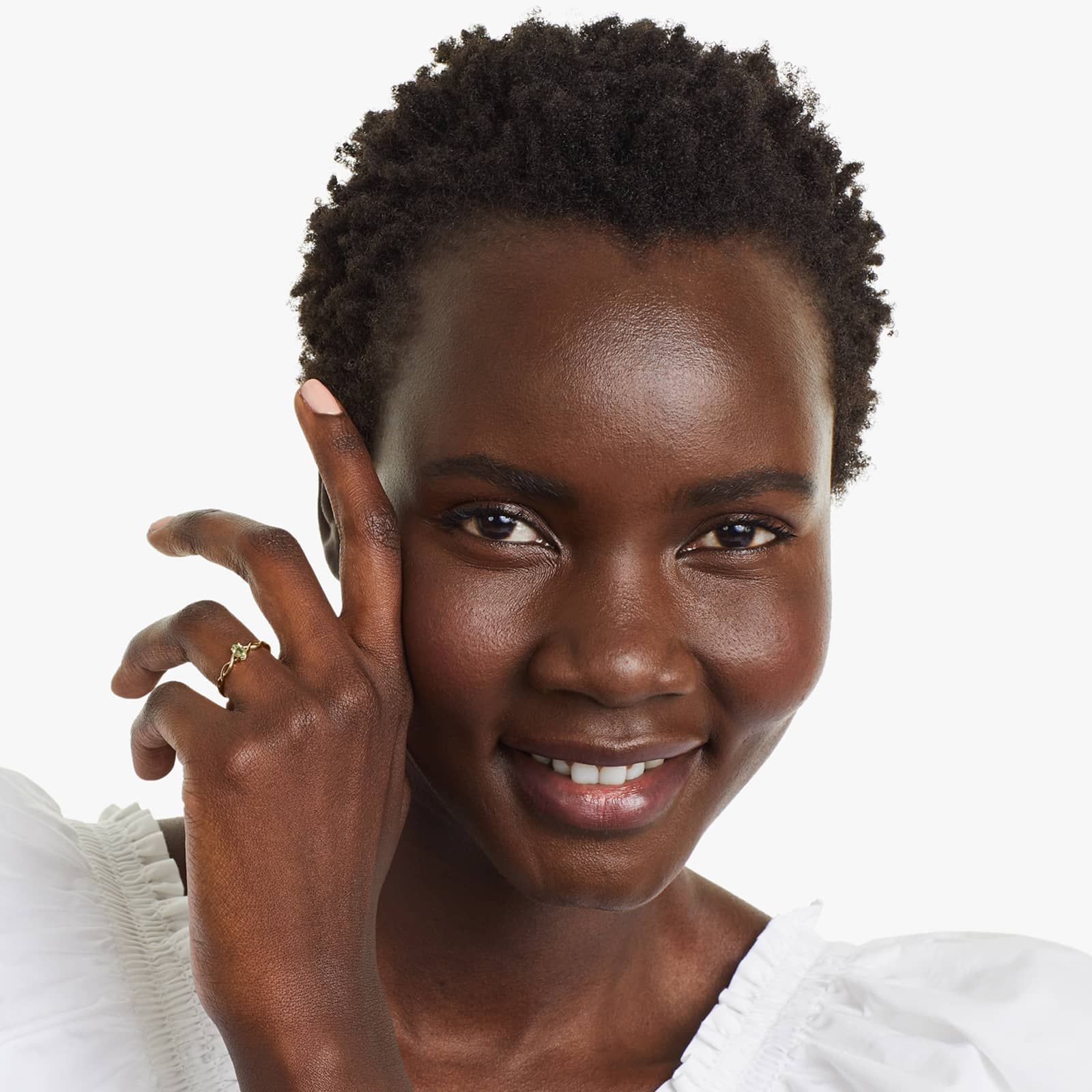 Infinity Peridot Birthstone Ring In 14K Yellow Gold