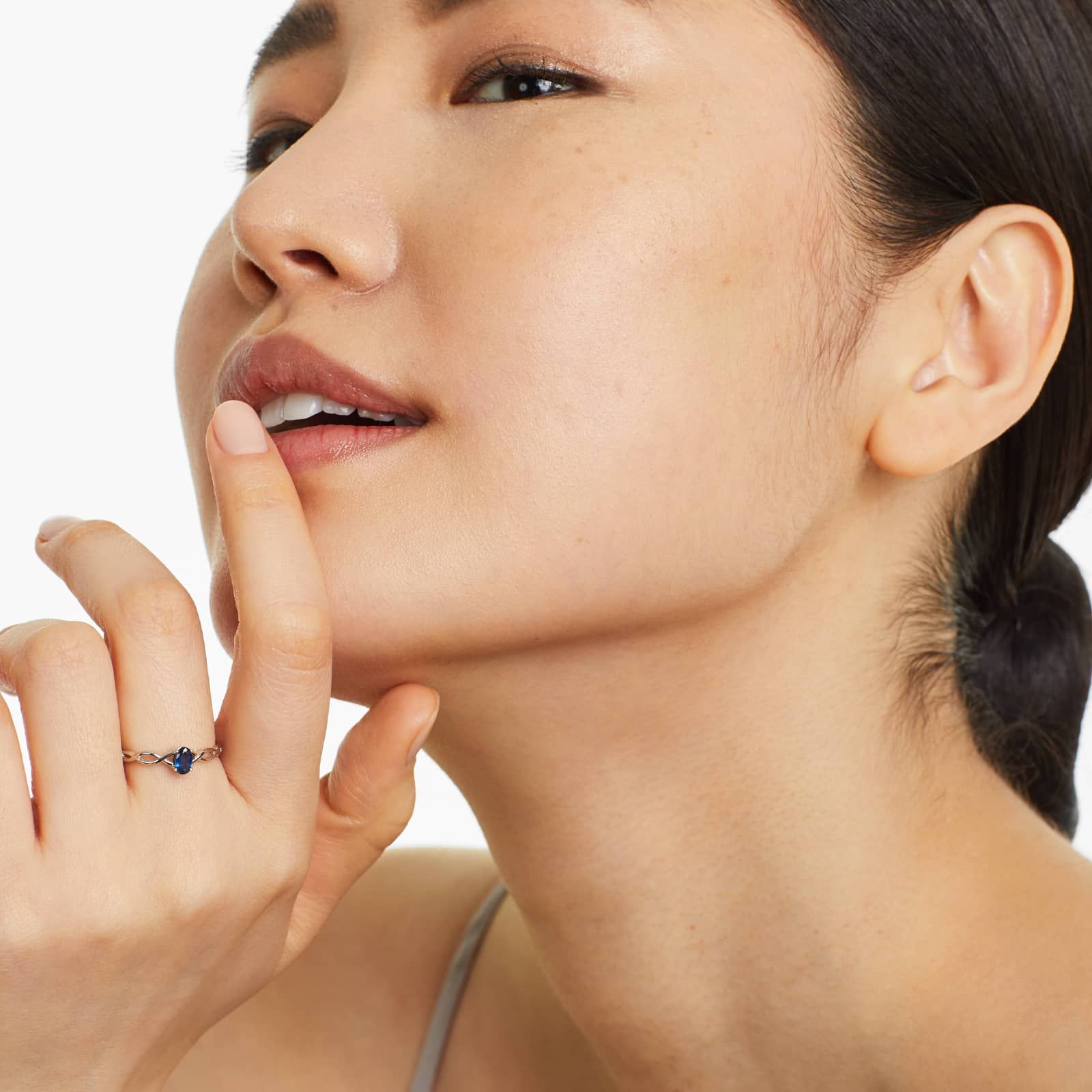 Infinity Sapphire Birthstone Ring In 14K White Gold