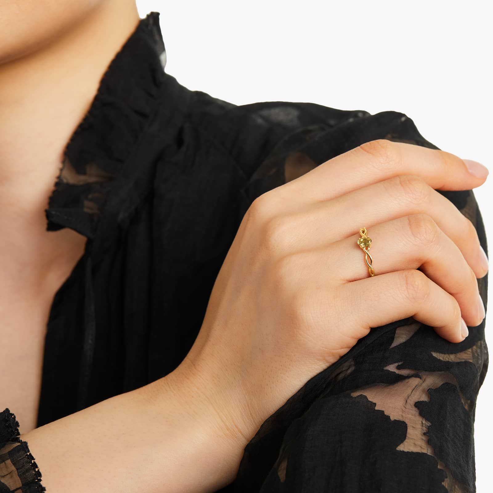 Infinity Citrine Birthstone Ring In 14K Yellow Gold