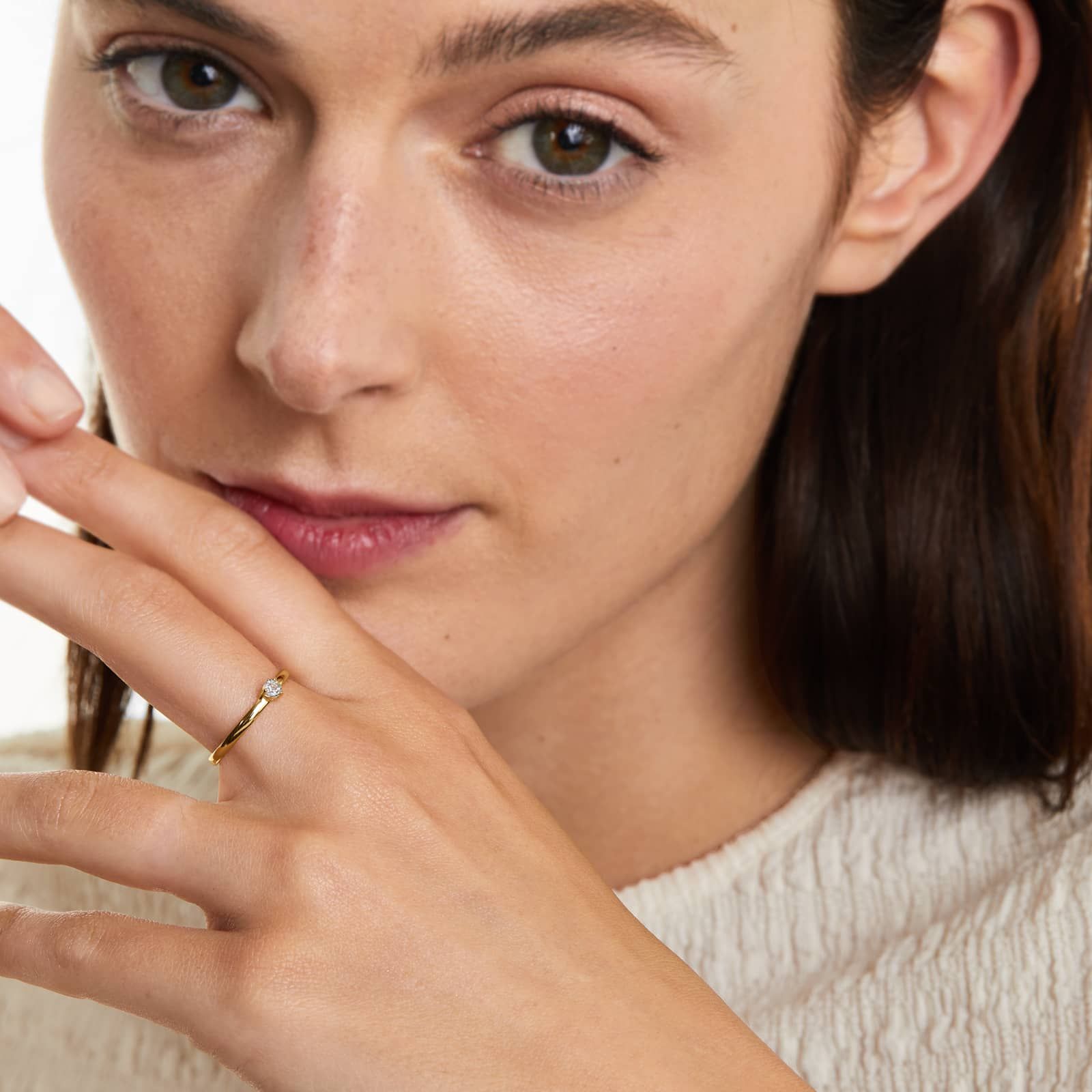 Petite Single Aquamarine Birthstone Ring In 14K Yellow Gold