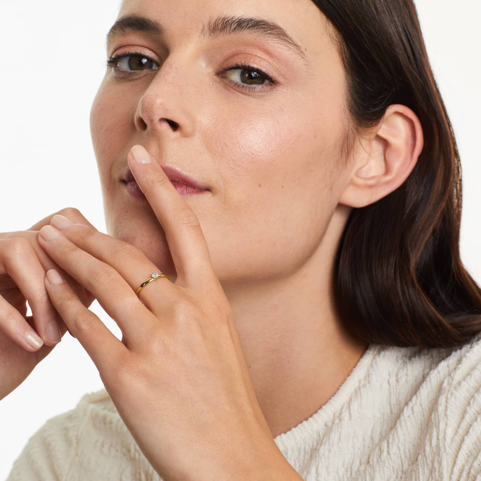 Petite Single Aquamarine Birthstone Ring In 14K Yellow Gold