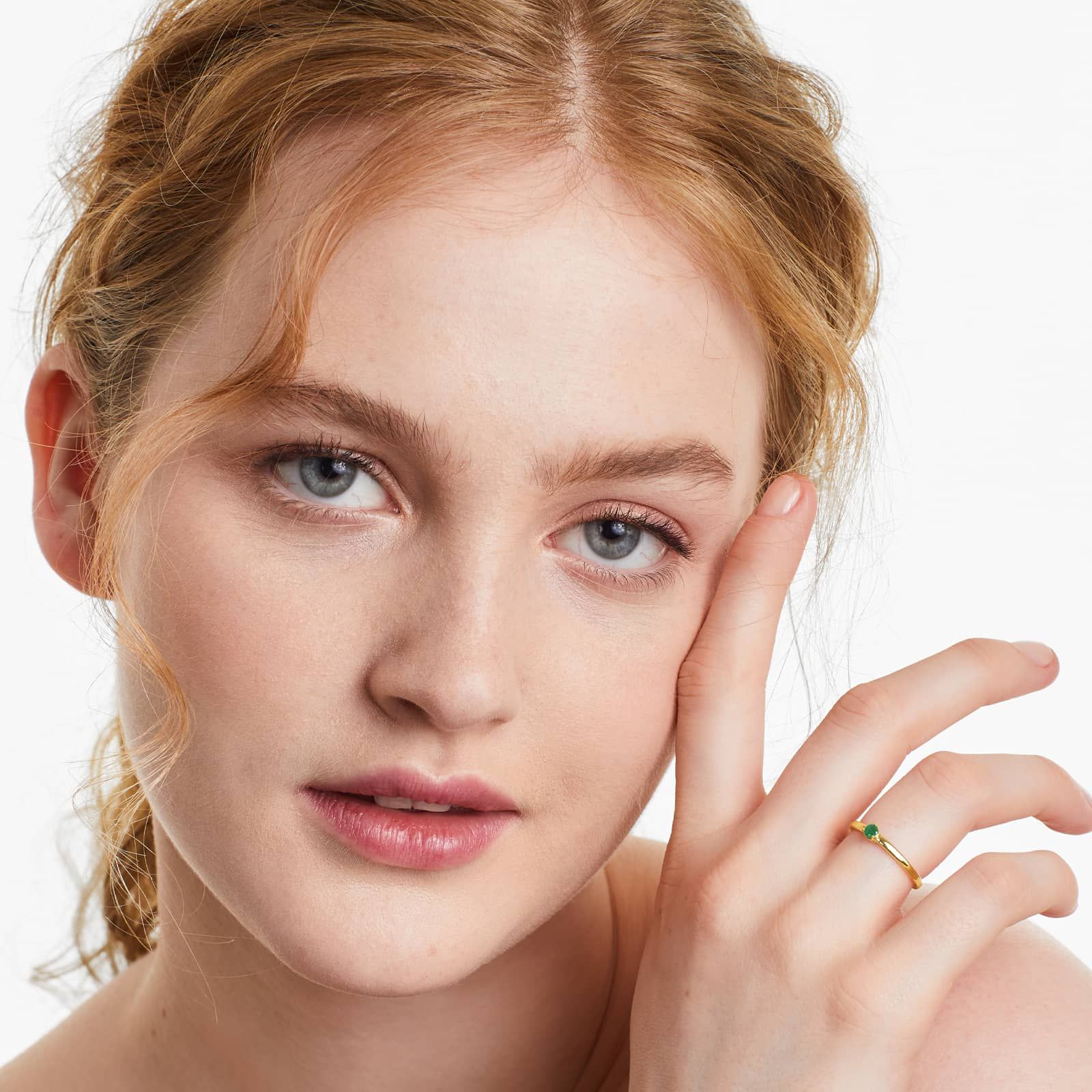 Petite Single Emerald Birthstone Ring In 14K Yellow Gold