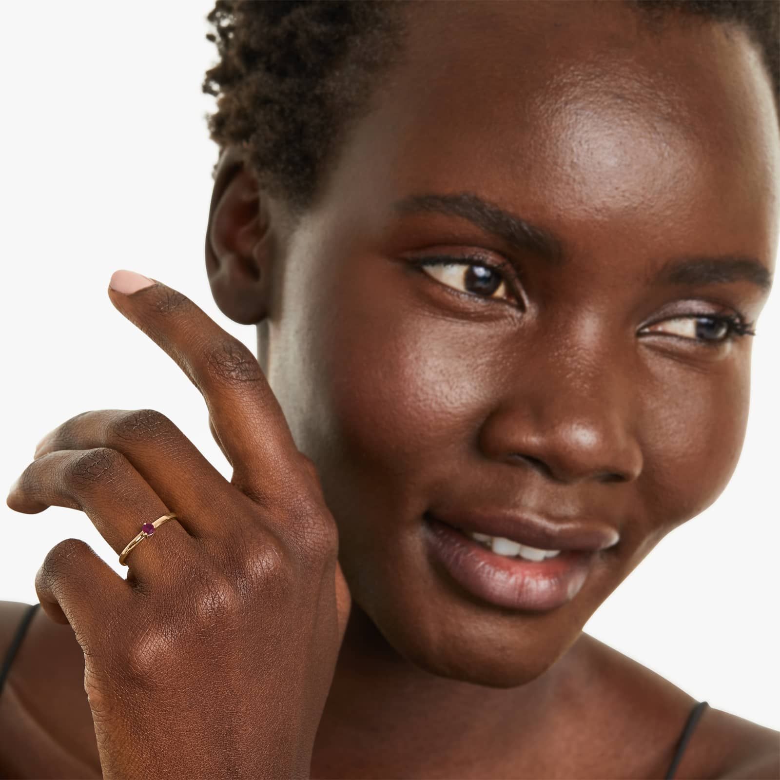 Petite Single Ruby Birthstone Ring In 14K Yellow Gold