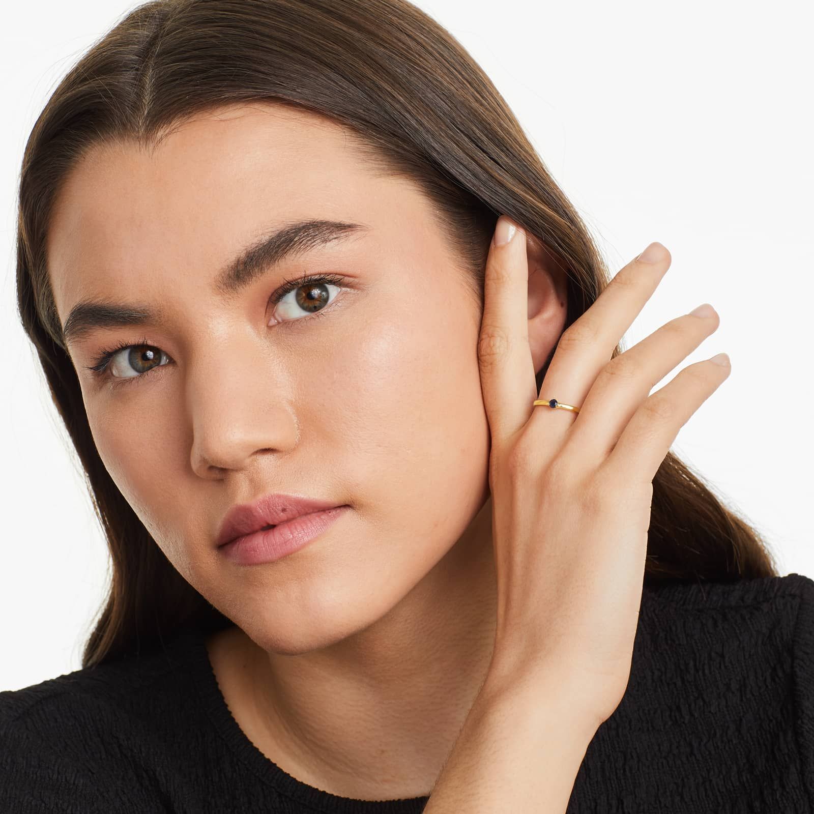 Petite Single Sapphire Birthstone Ring In 14K Yellow Gold