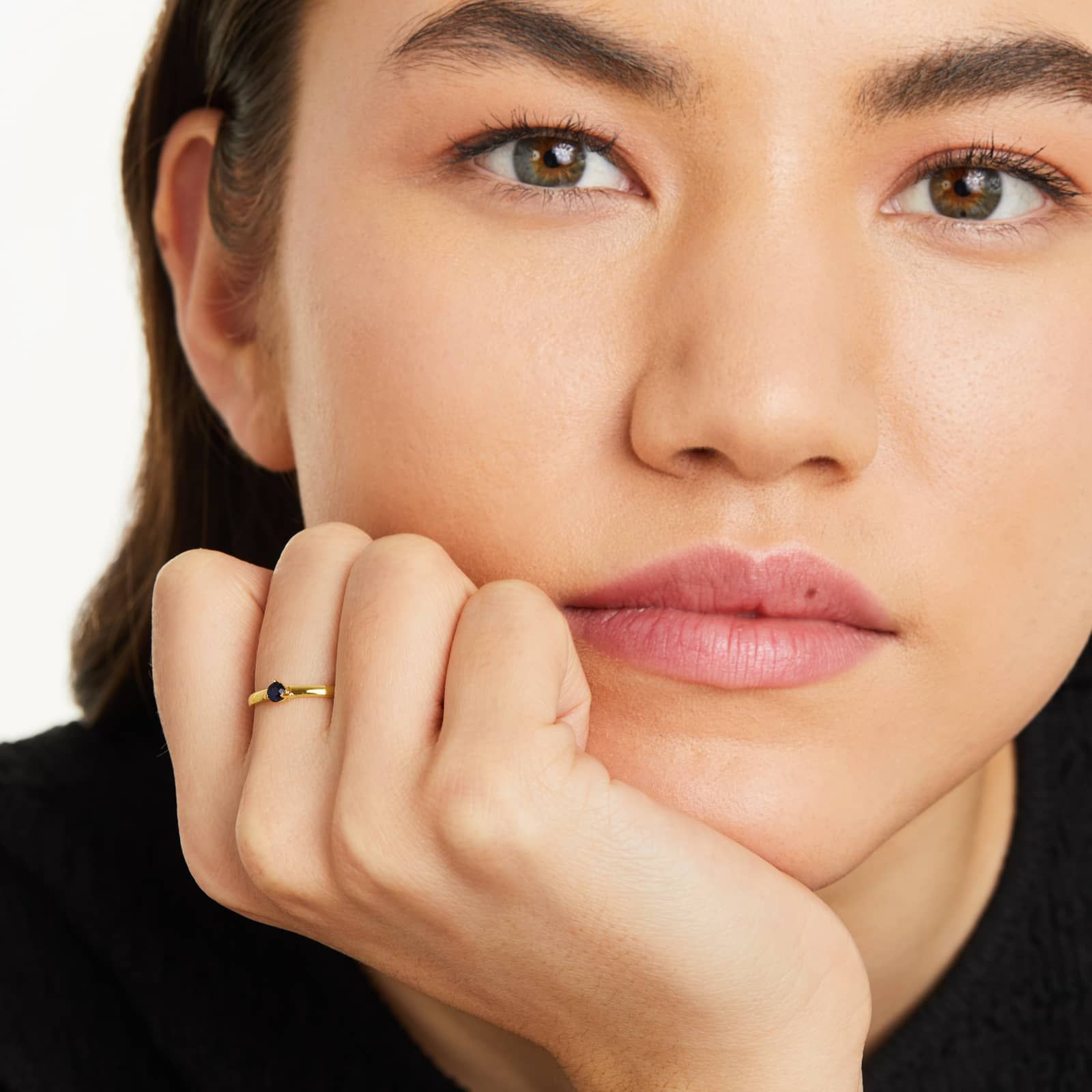 Petite Single Sapphire Birthstone Ring In 14K Yellow Gold