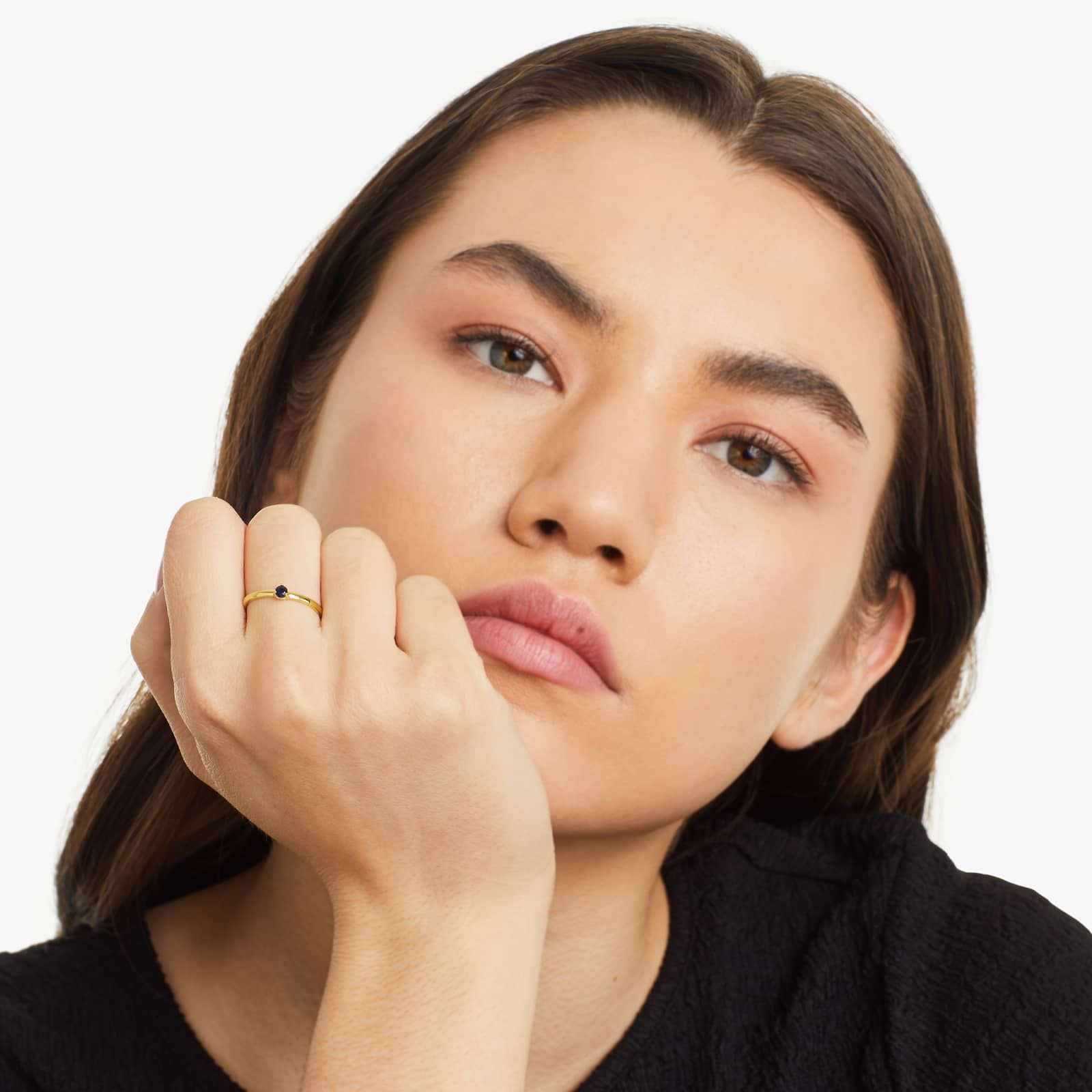 Petite Single Sapphire Birthstone Ring In 14K Yellow Gold