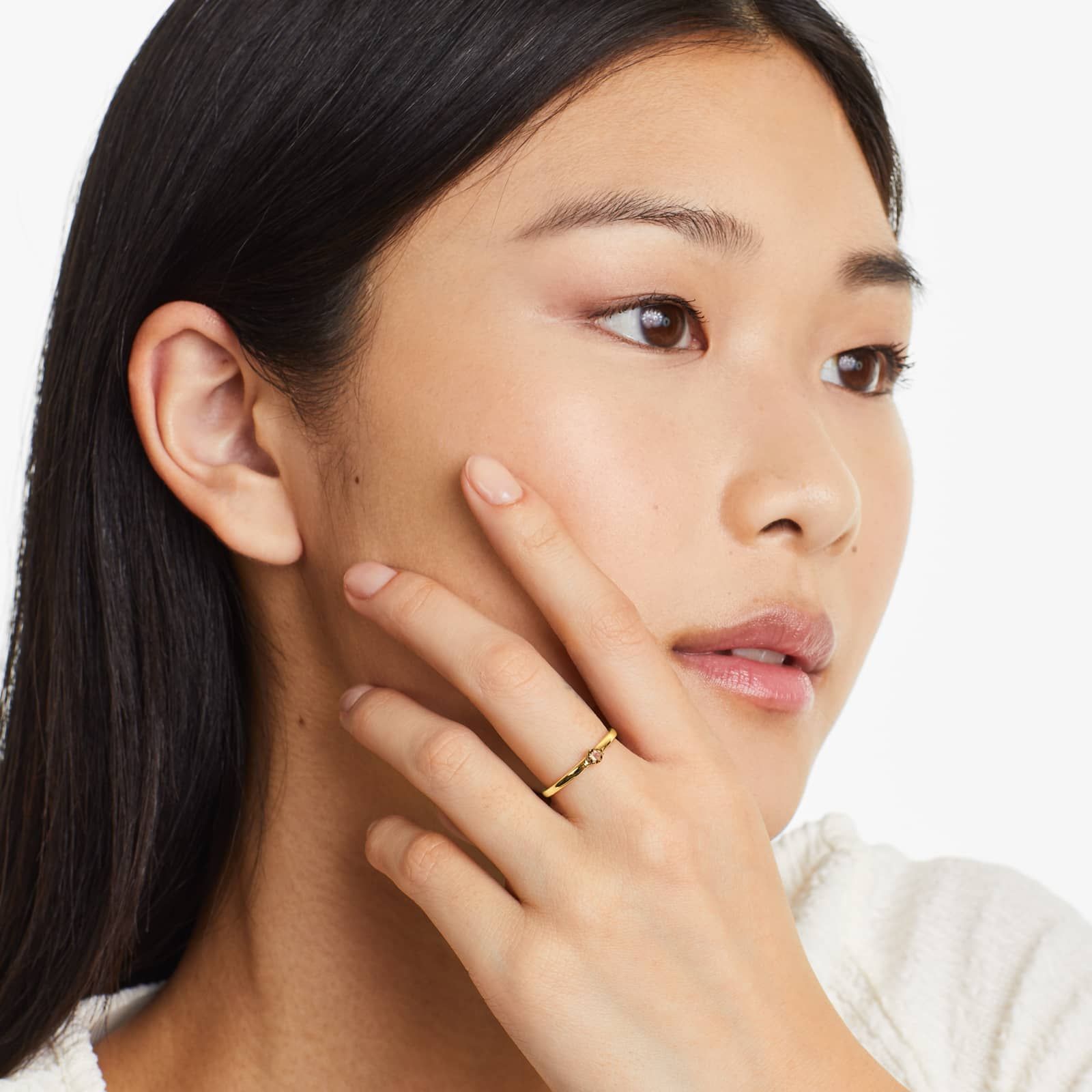 Petite Single Citrine Birthstone Ring In 14K Yellow Gold