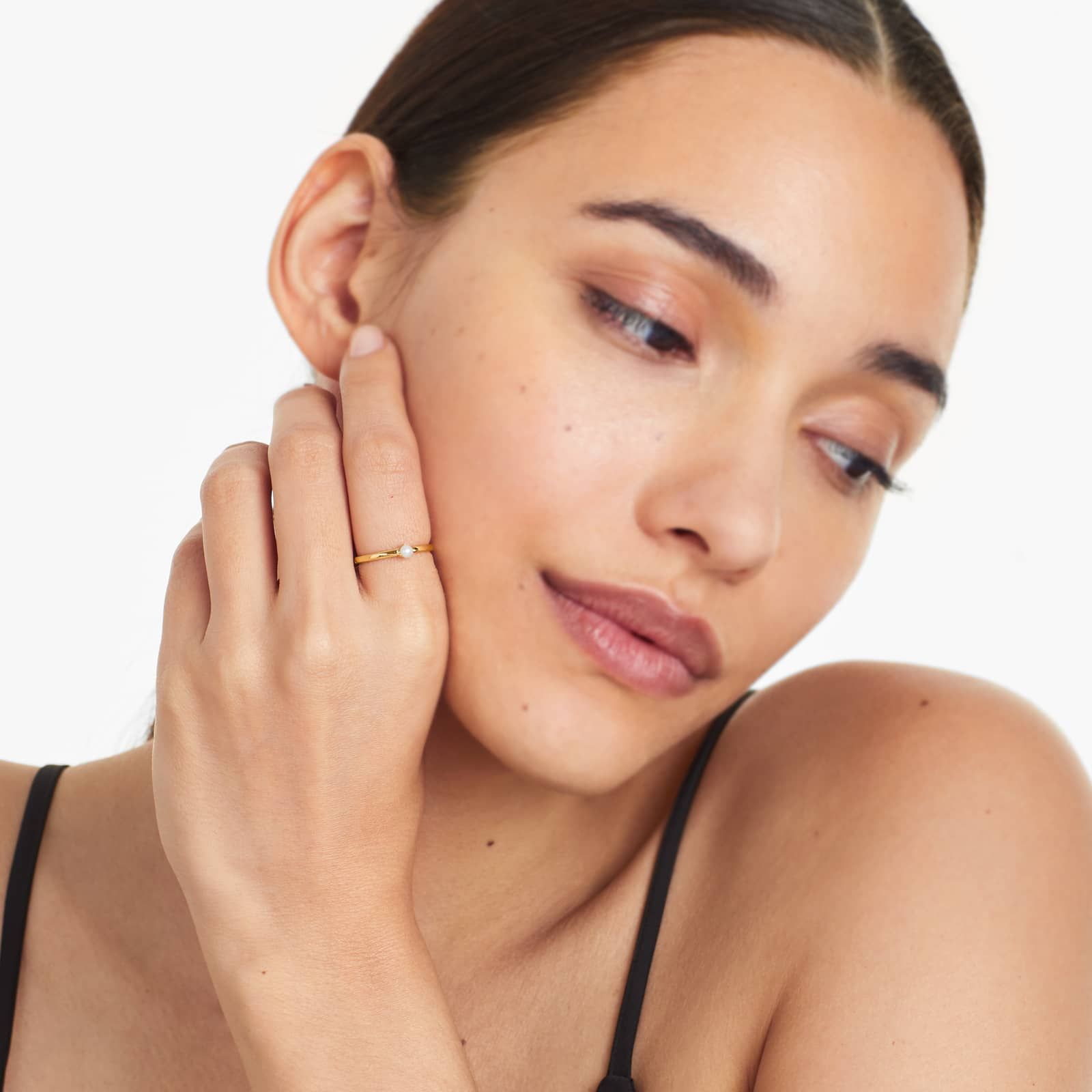 Petite Single Cultured Freshwater Pearl Birthstone Ring In 14K Yellow Gold