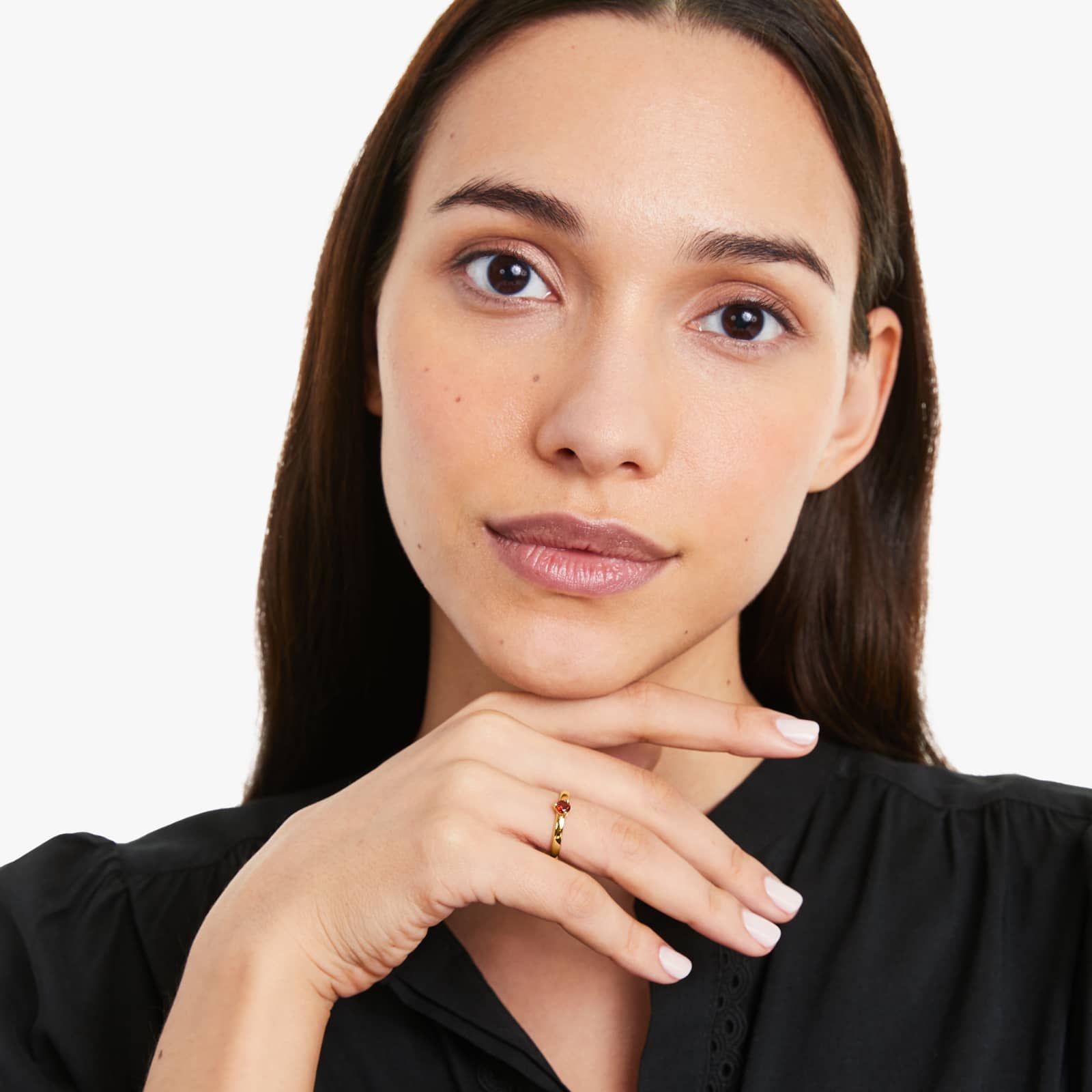 Garnet Solitaire Birthstone Ring In 14K Yellow Gold