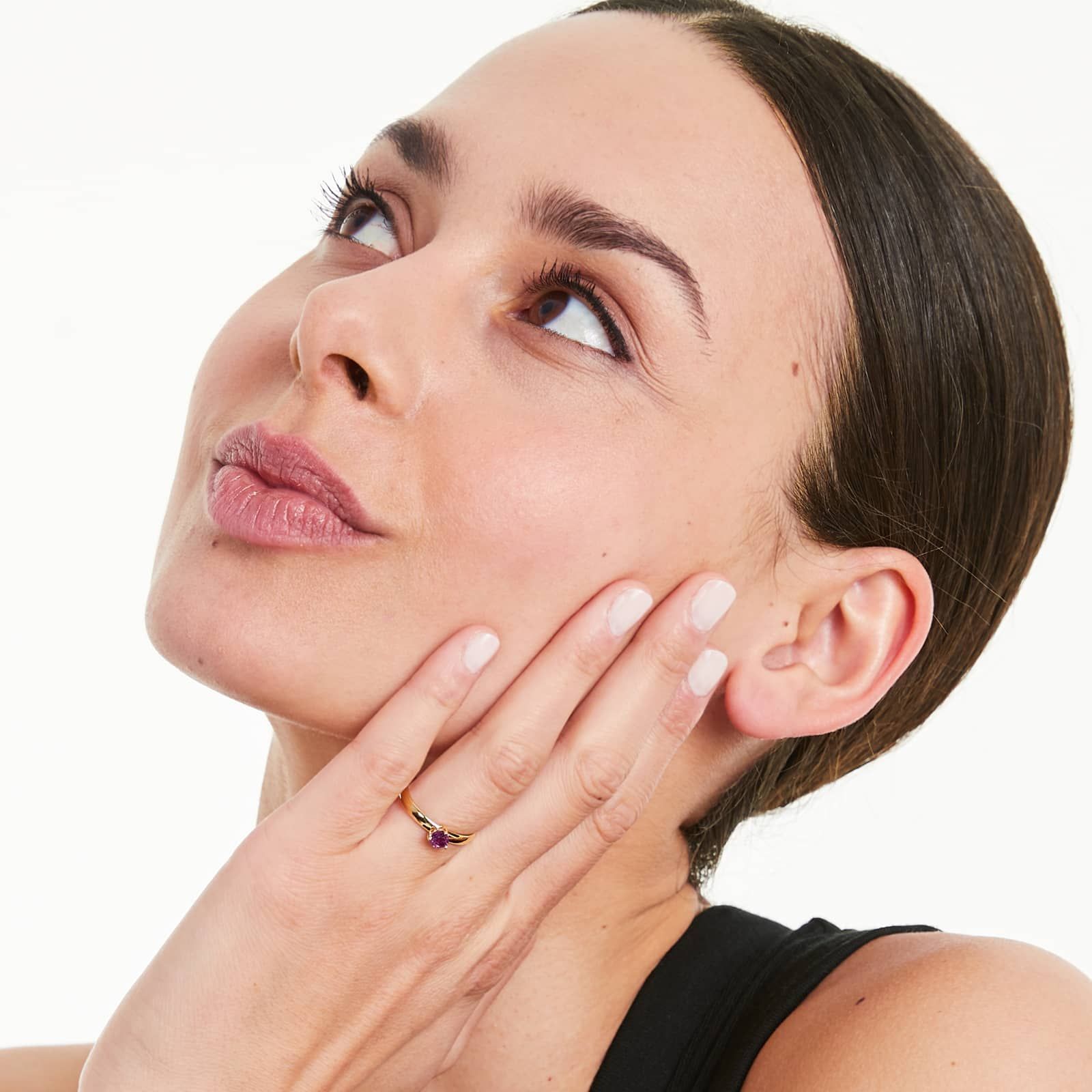 Amethyst Solitaire Birthstone Ring In 14K Yellow Gold