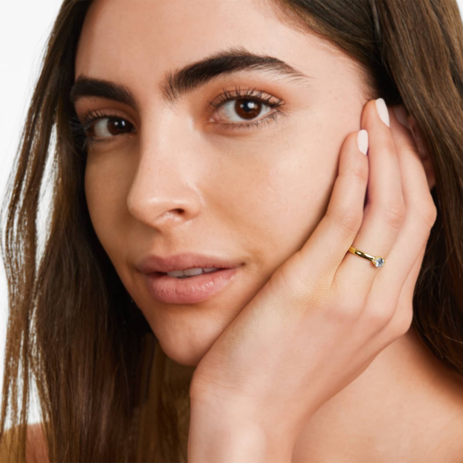 Aquamarine Solitaire Birthstone Ring In 14K Yellow Gold