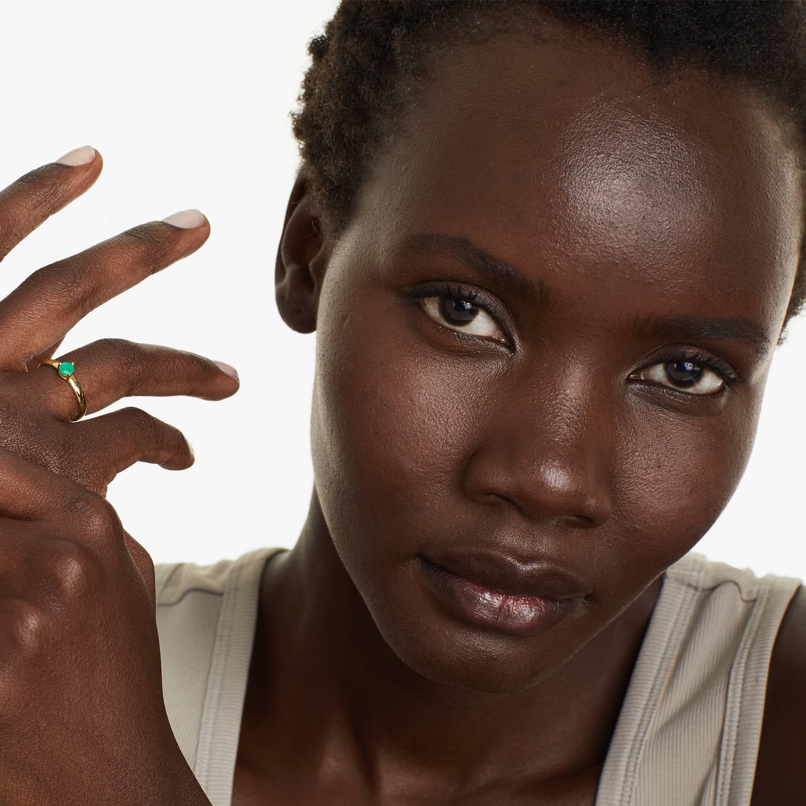 Emerald Solitaire Birthstone Ring In 14K Yellow Gold