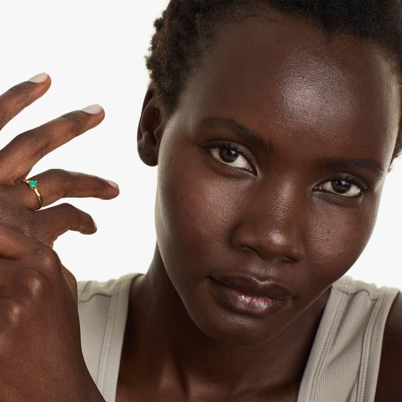 Emerald Solitaire Birthstone Ring In 14K Yellow Gold