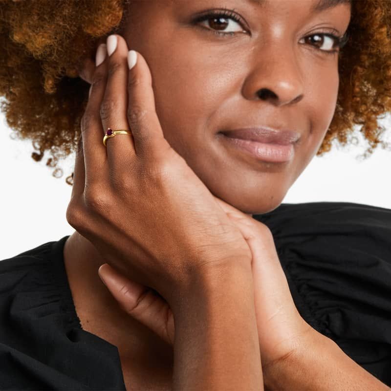 Ruby Solitaire Birthstone Ring In 14K Yellow Gold