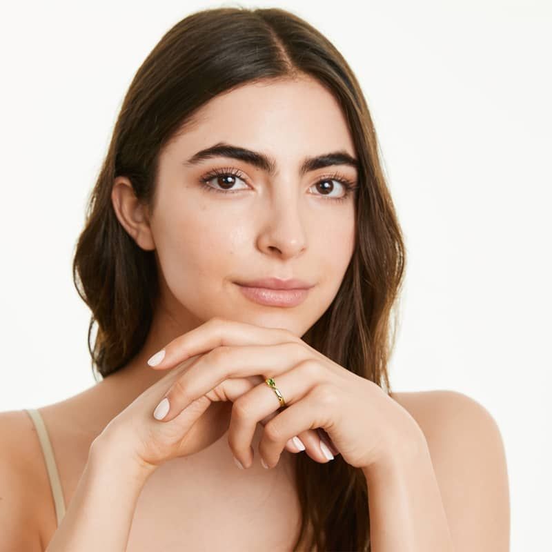 Peridot Solitaire Birthstone Ring In 14K Yellow Gold