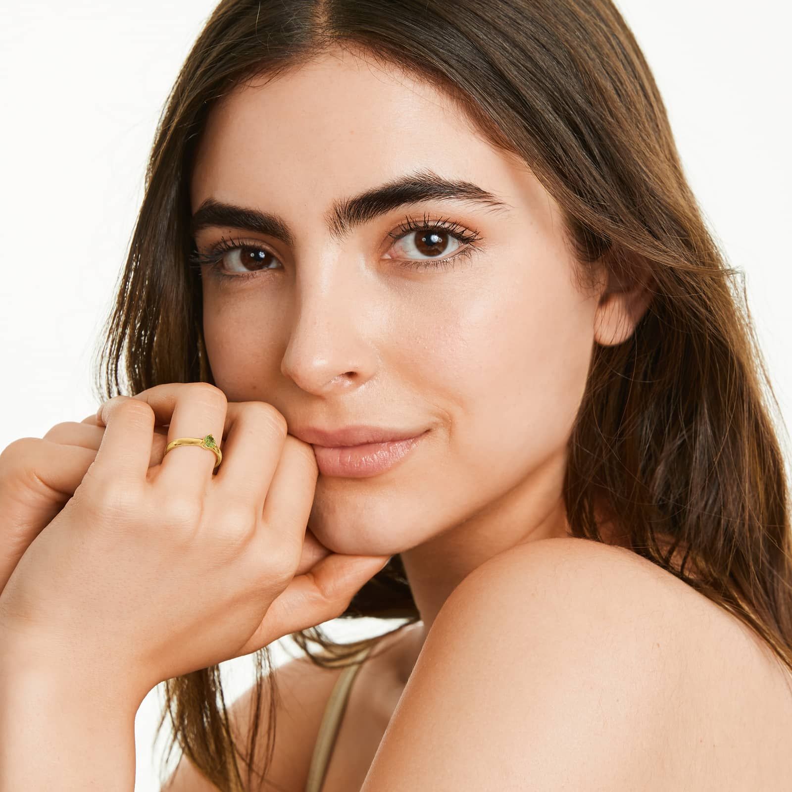 Peridot Solitaire Birthstone Ring In 14K Yellow Gold