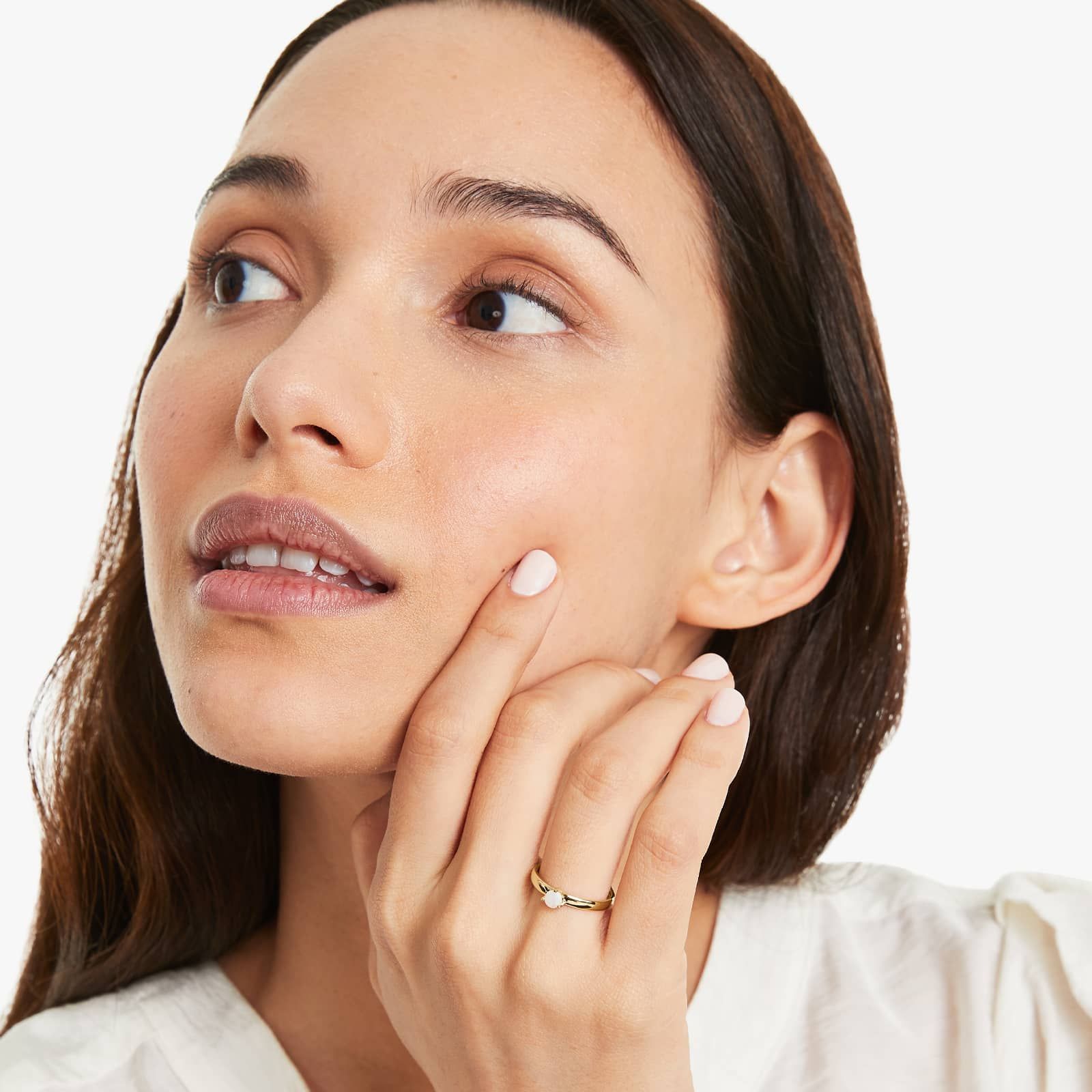 Opal Solitaire Birthstone Ring In 14K Yellow Gold