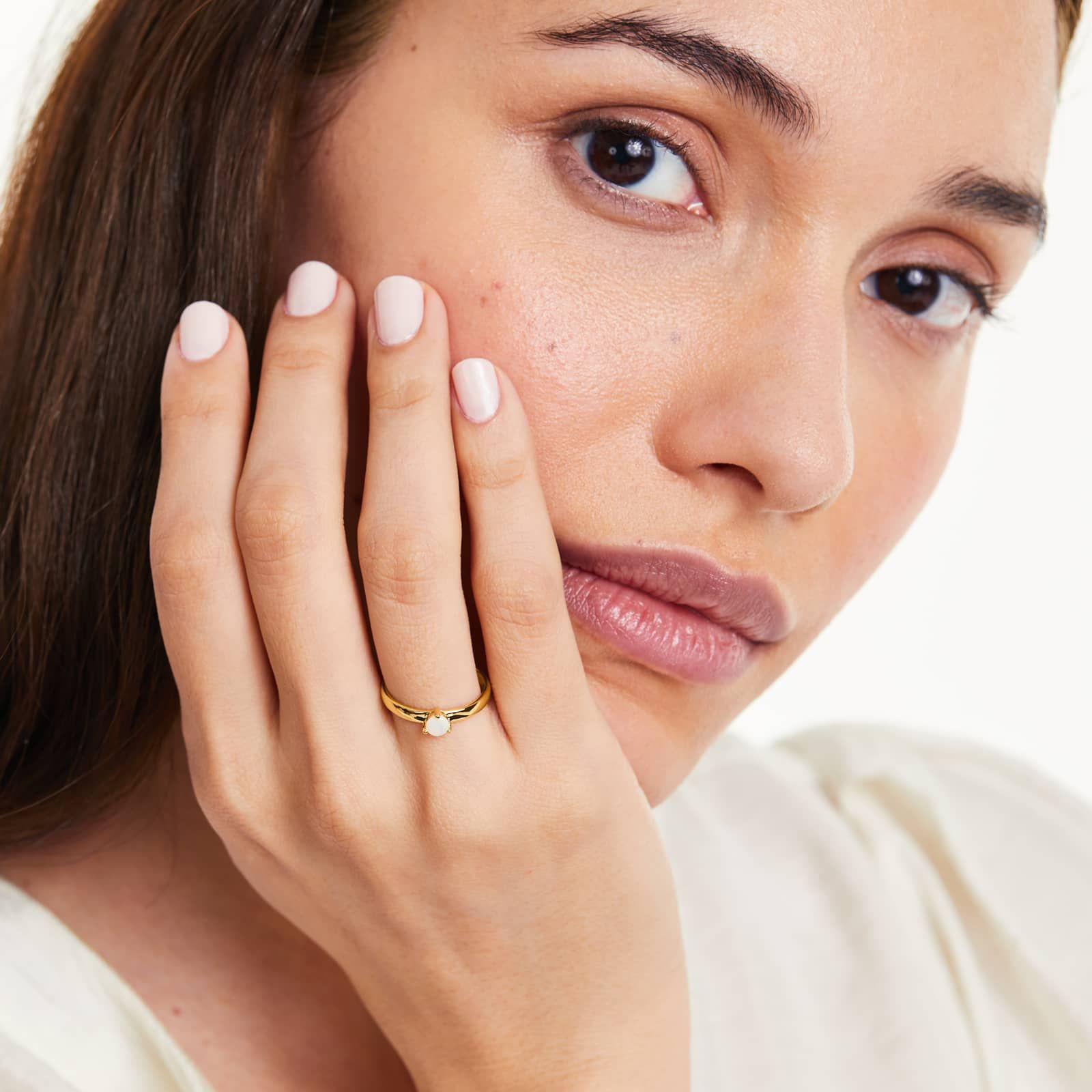Opal Solitaire Birthstone Ring In 14K Yellow Gold