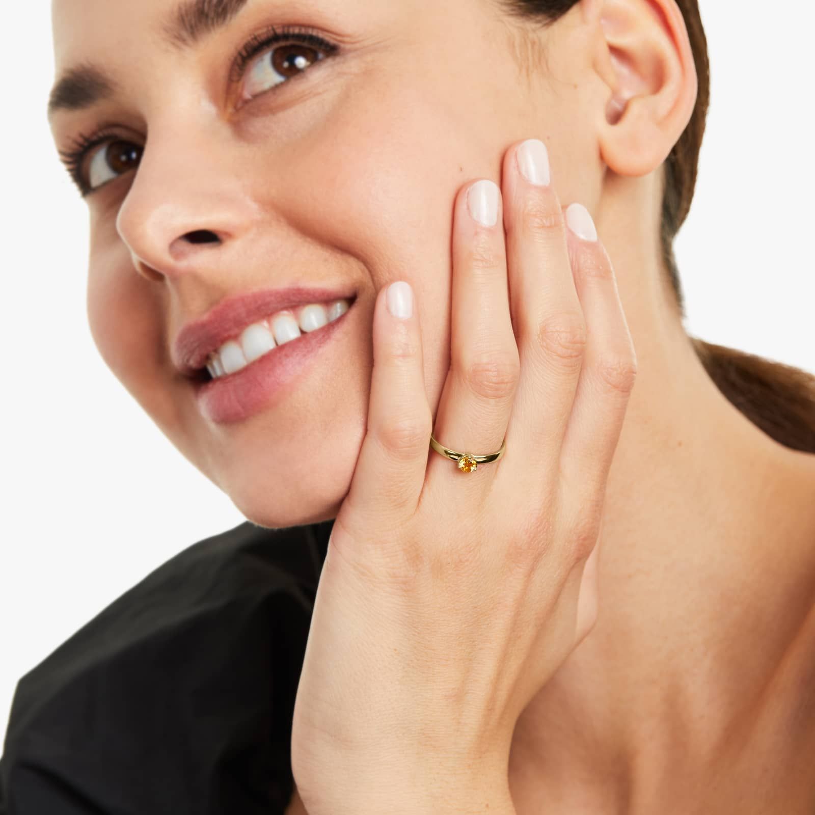 Citrine Solitaire Birthstone Ring In 14K Yellow Gold