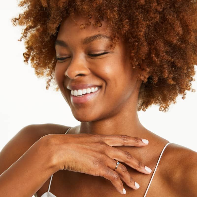 Blue Topaz Solitaire Birthstone Ring In 14K Yellow Gold