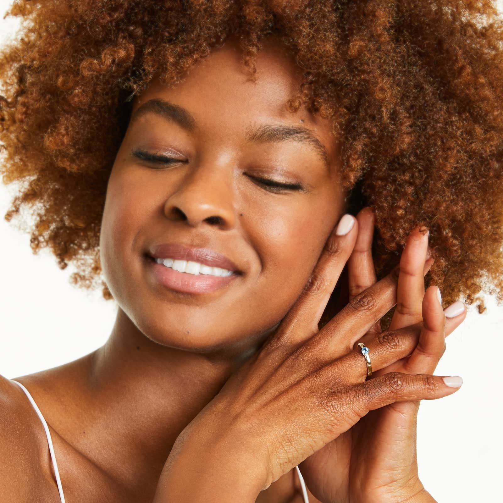 Blue Topaz Solitaire Birthstone Ring In 14K Yellow Gold