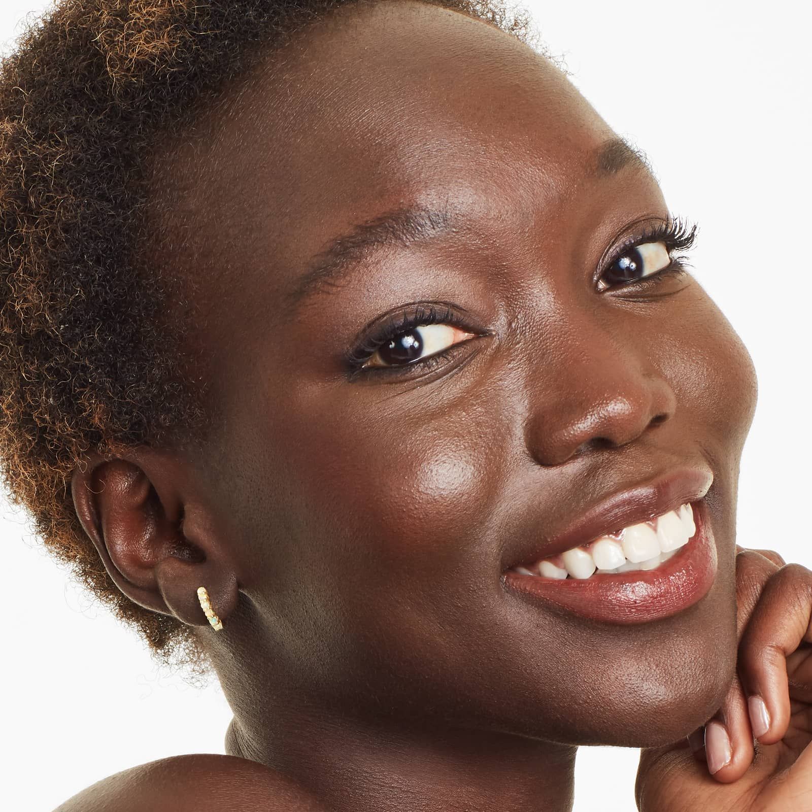 14K Yellow Ethiopian Opal Row Hoop Earrings