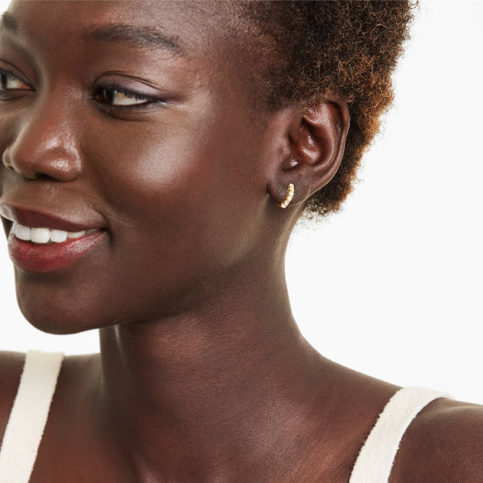 14K Yellow Ethiopian Opal Row Hoop Earrings