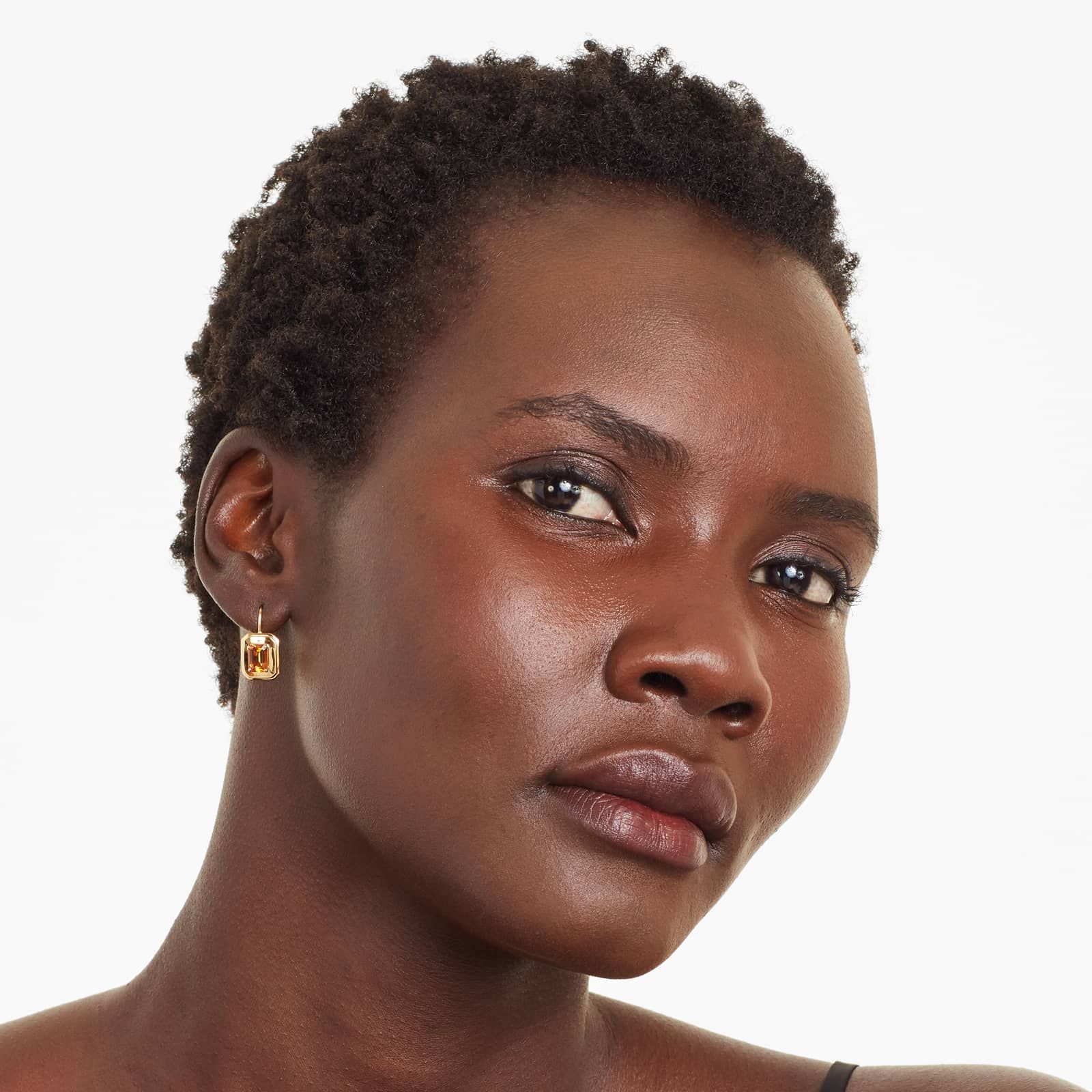 Citrine Frame Leverback Earrings In 18K Yellow Gold