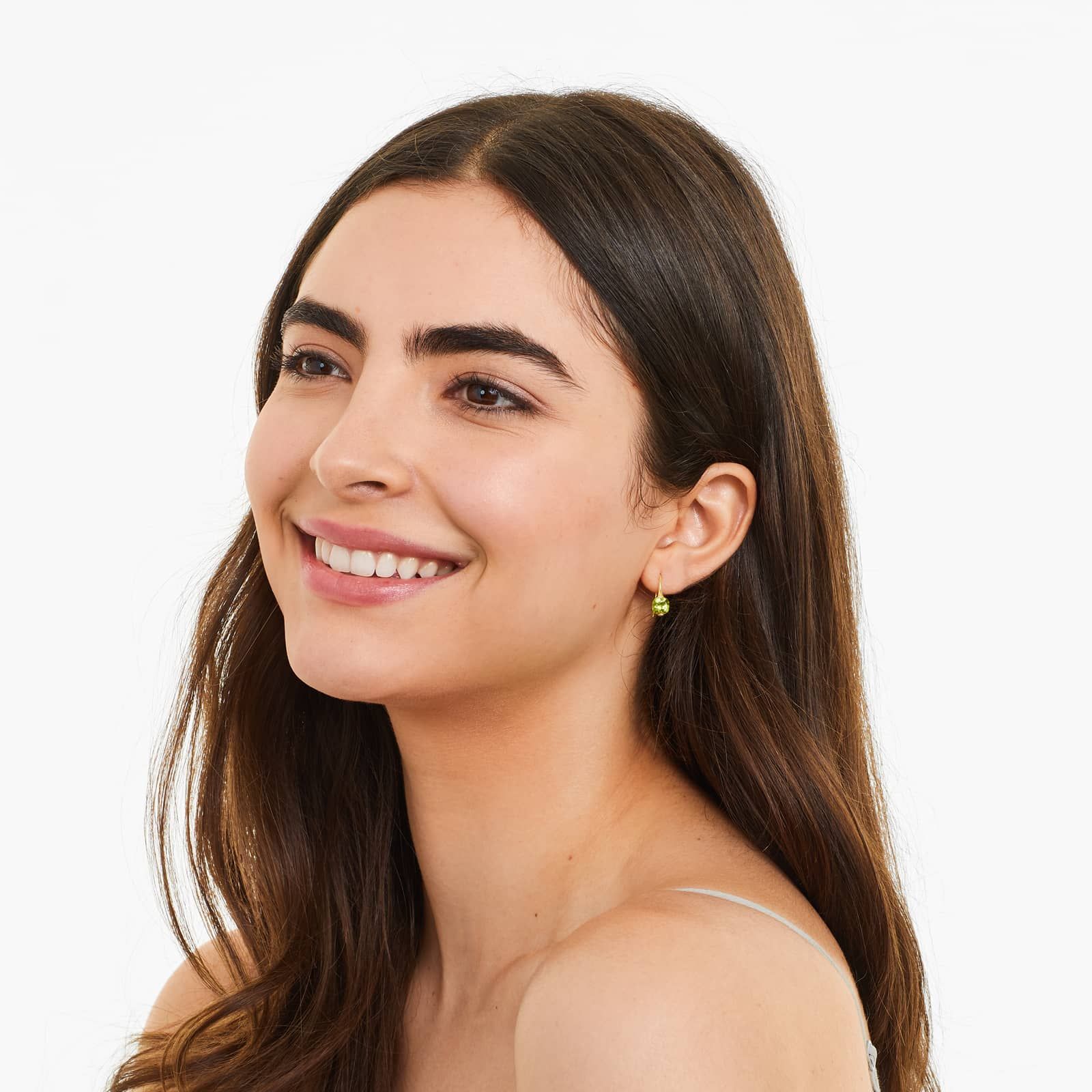 14K Yellow Gold Cushion Peridot Hook Earrings