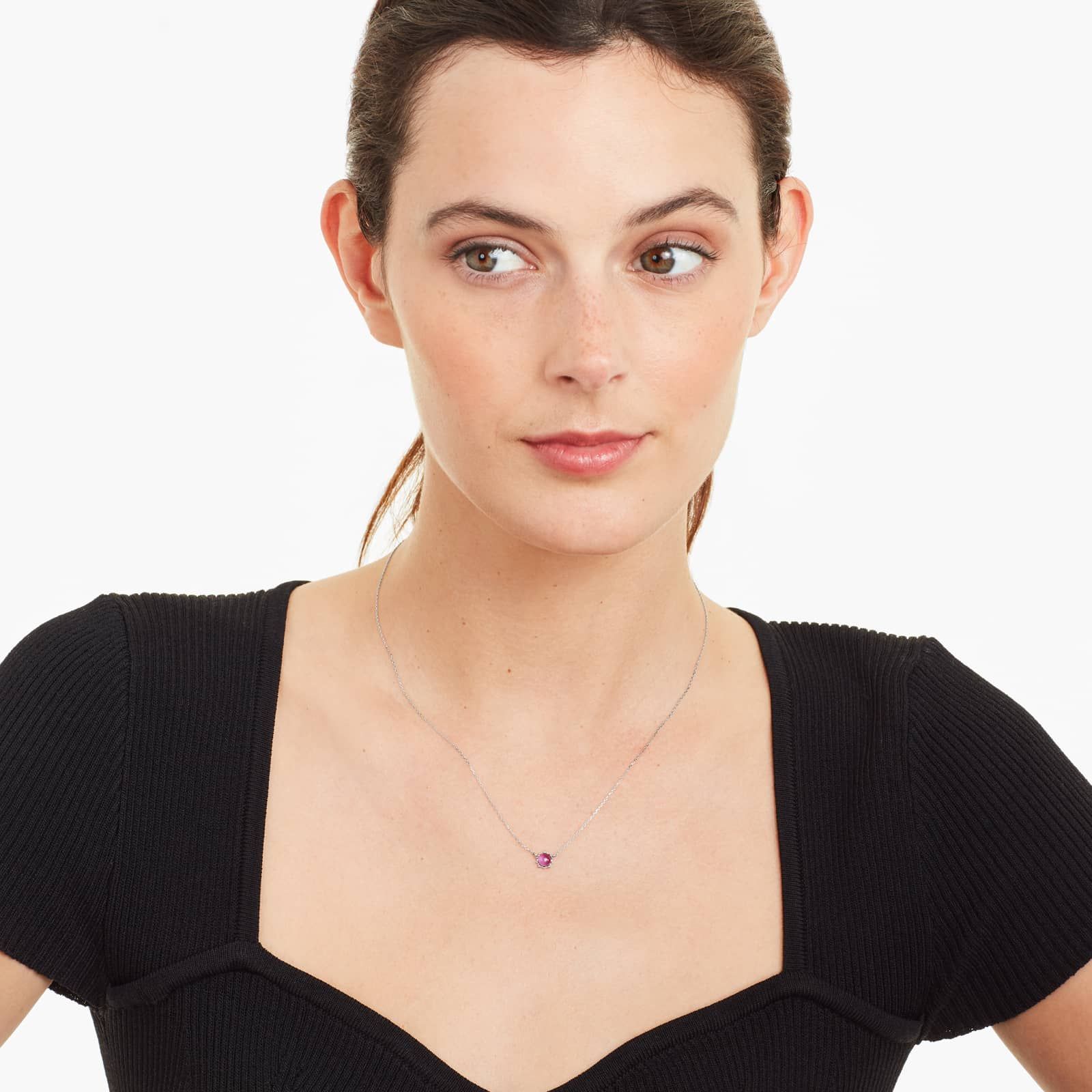 14K White Gold Beaded Amethyst Necklace