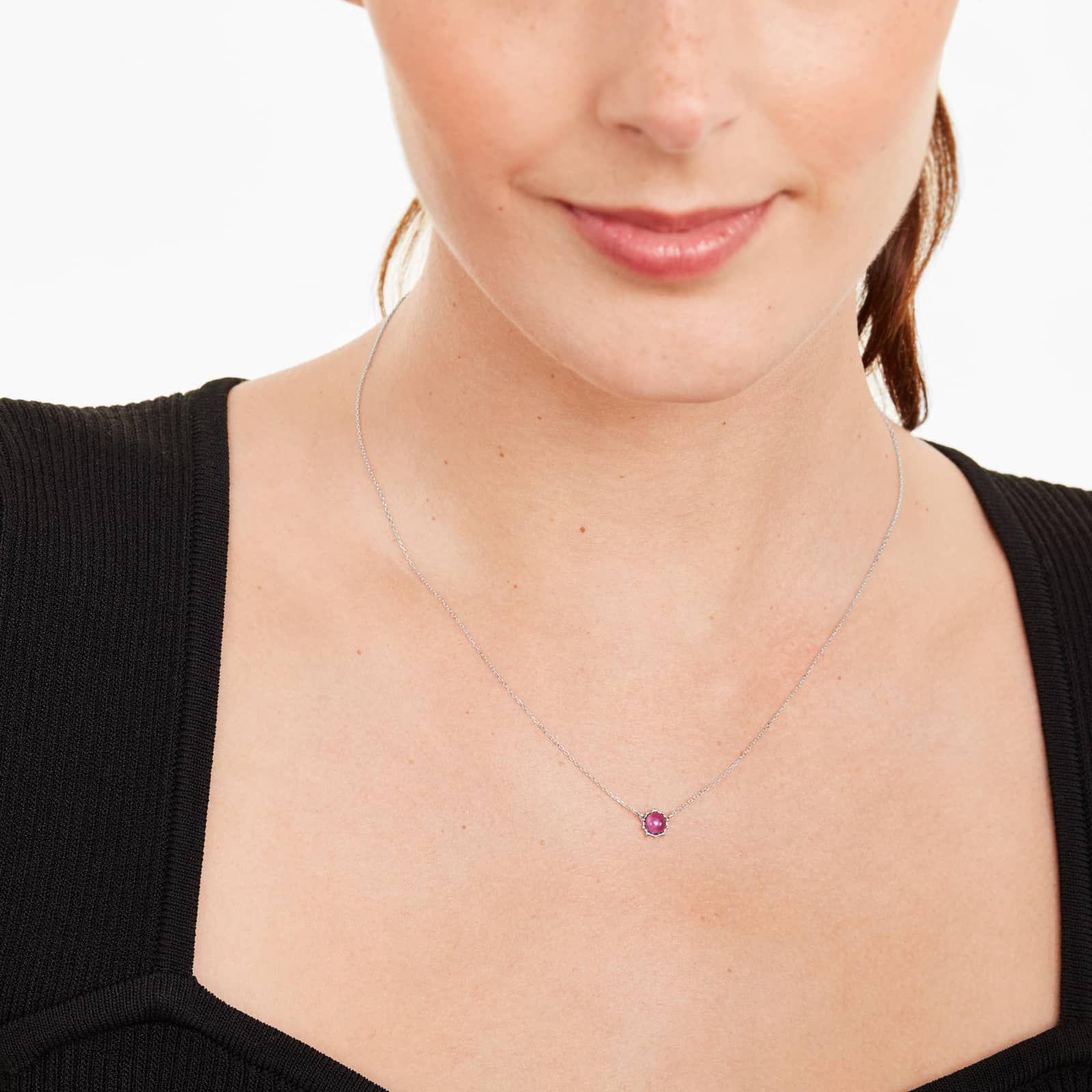 14K White Gold Beaded Amethyst Necklace