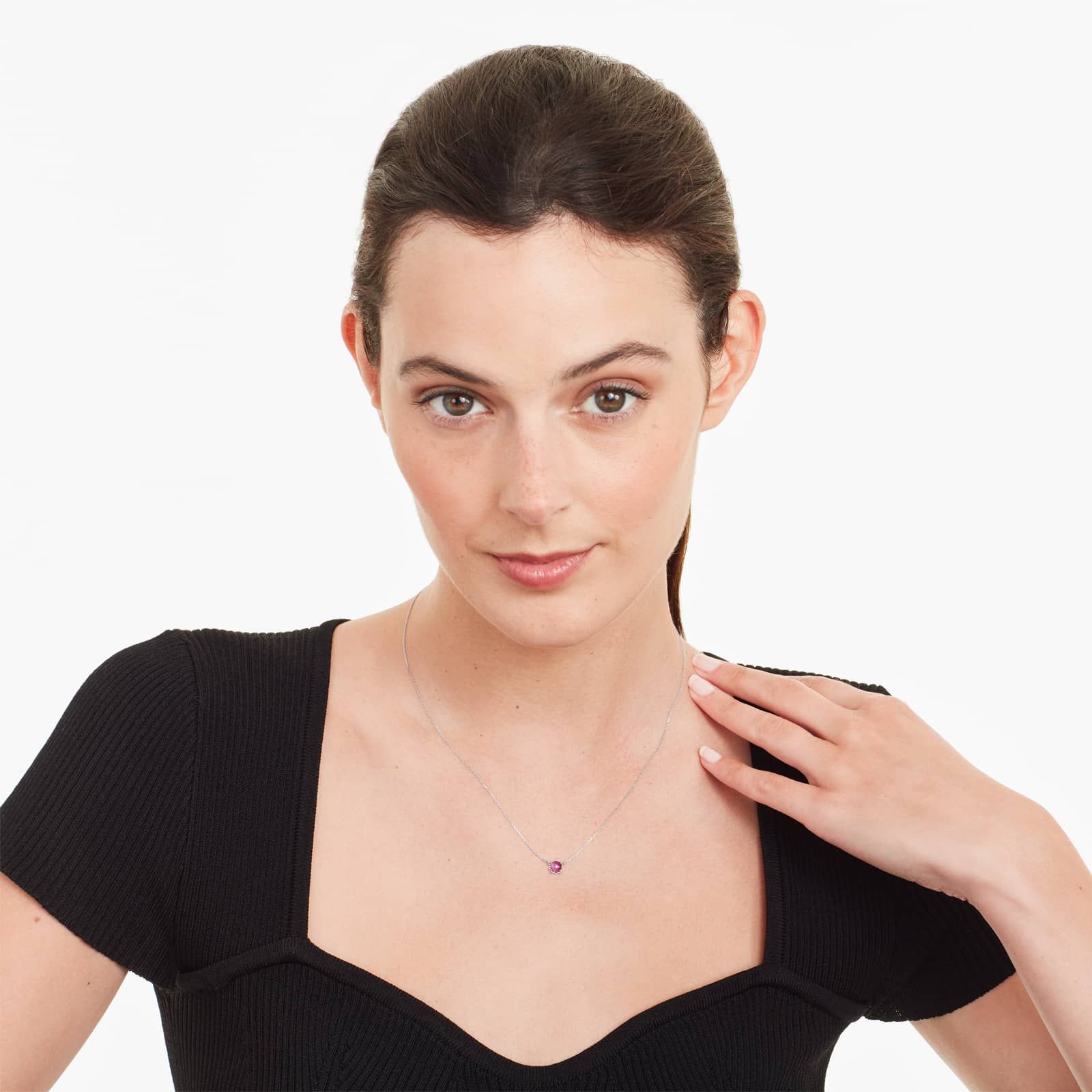 14K White Gold Beaded Amethyst Necklace