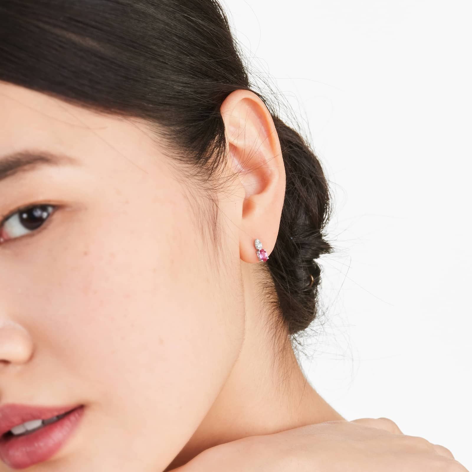 Ruby And Diamond Earrings In 14K White Gold