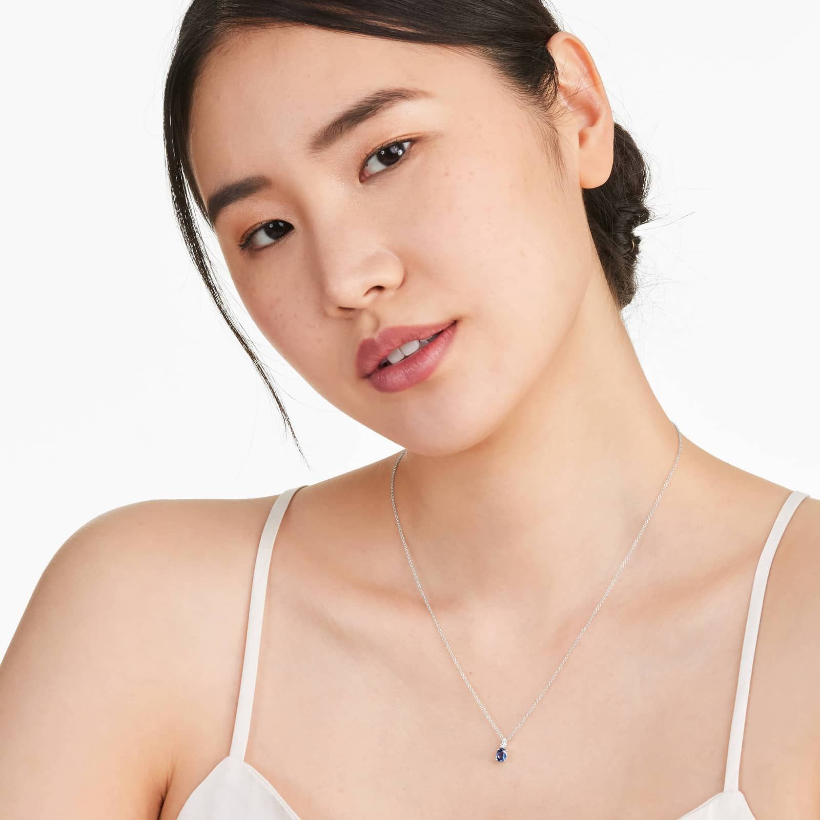 14K White Gold Sapphire and Diamond Necklace