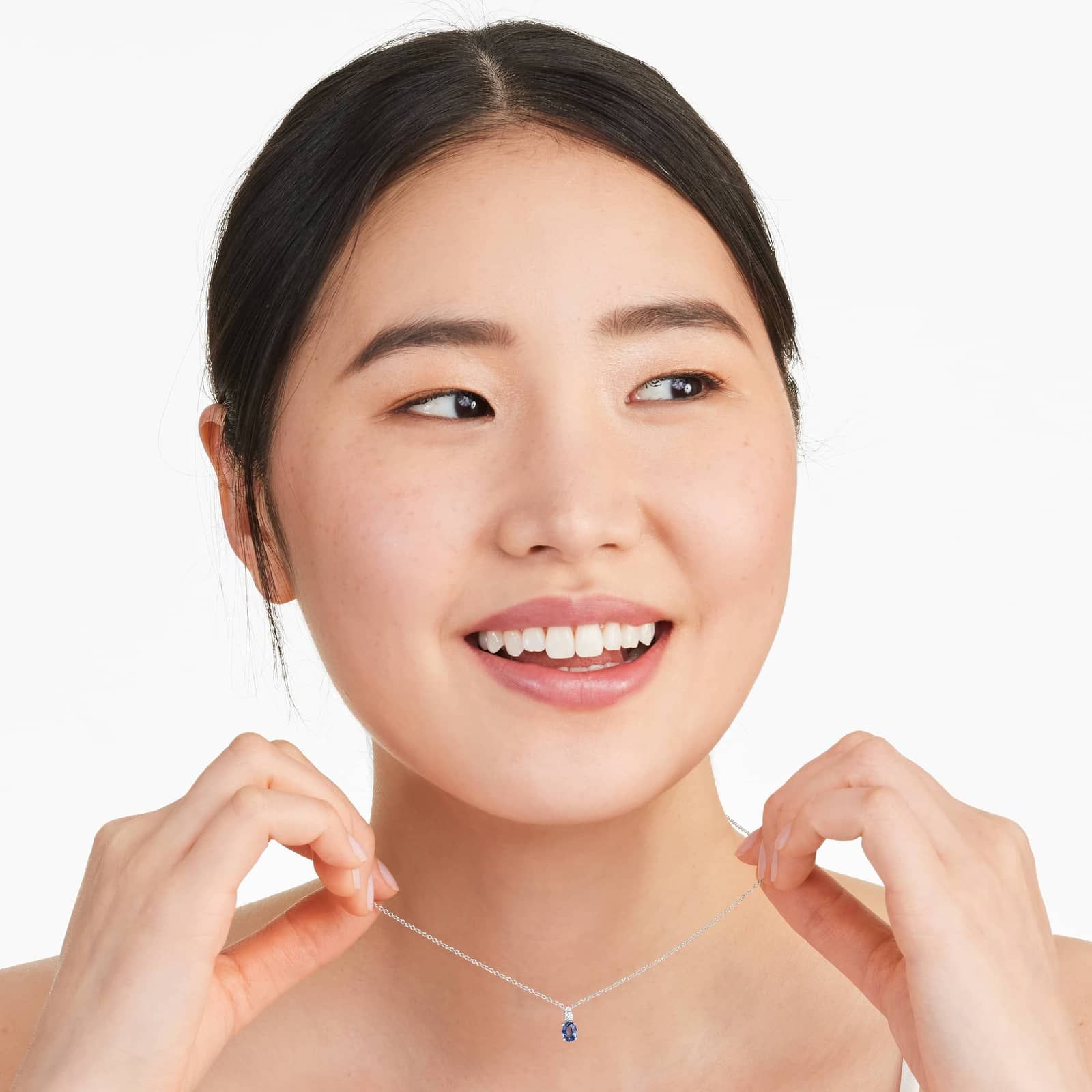 14K White Gold Sapphire and Diamond Necklace