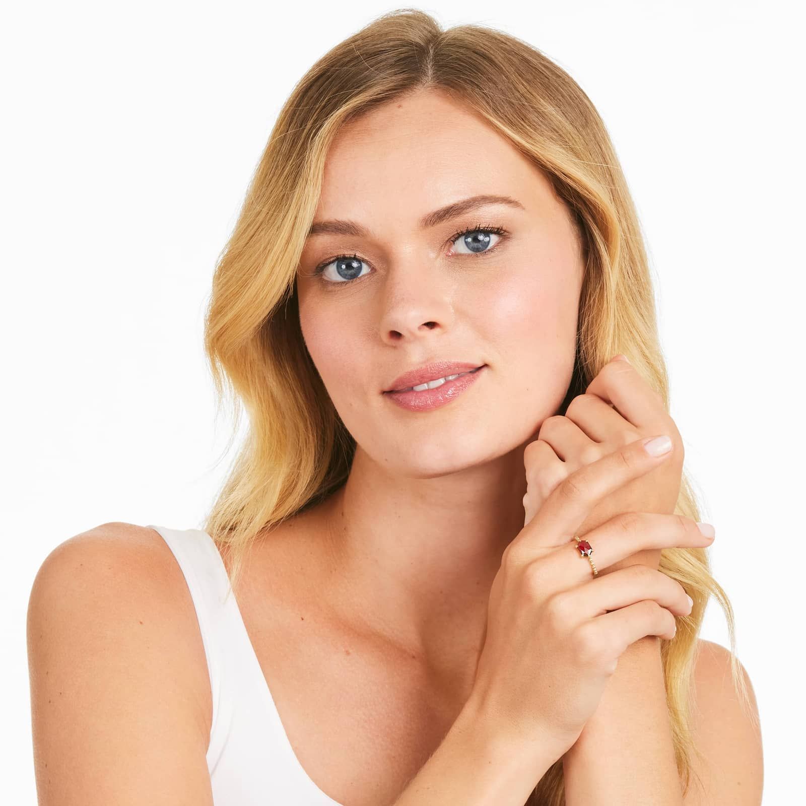 Garnet Hexagon Ring In 14K Yellow Gold