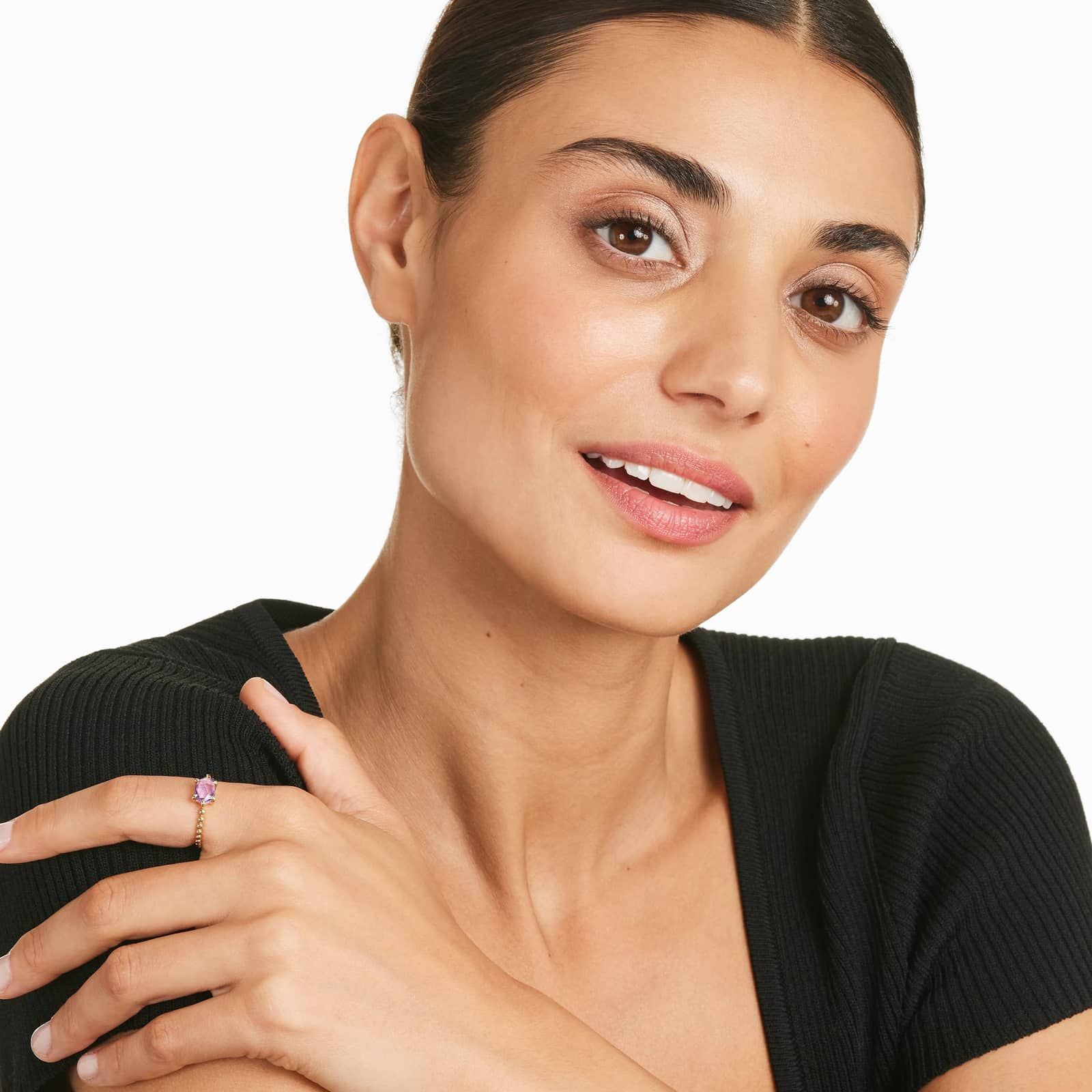 14K Yellow Gold Amethyst Hexagon Ring