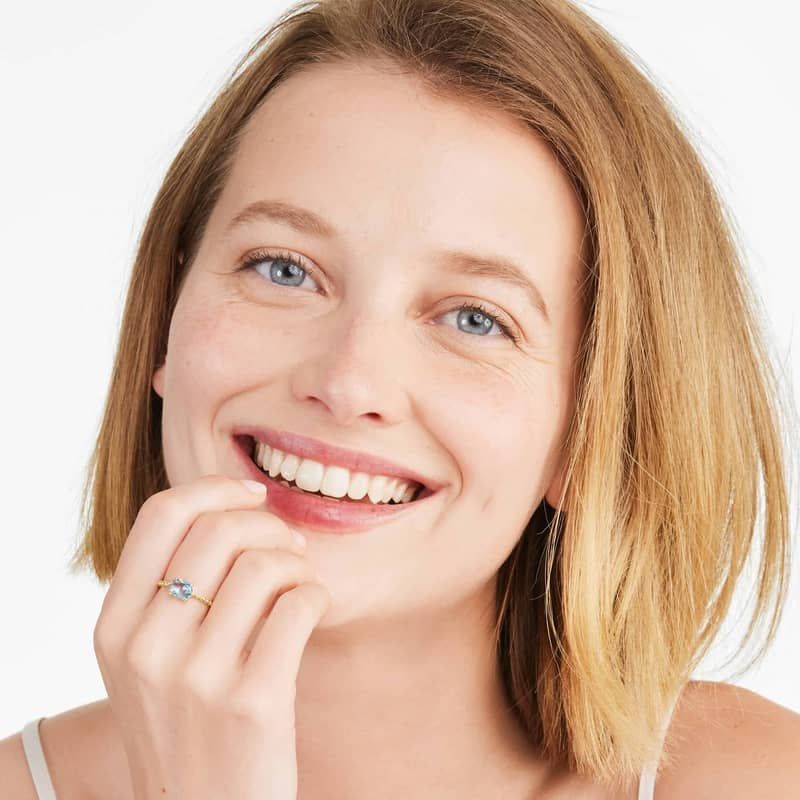 Blue Topaz Hexagon Ring In 14K Yellow Gold