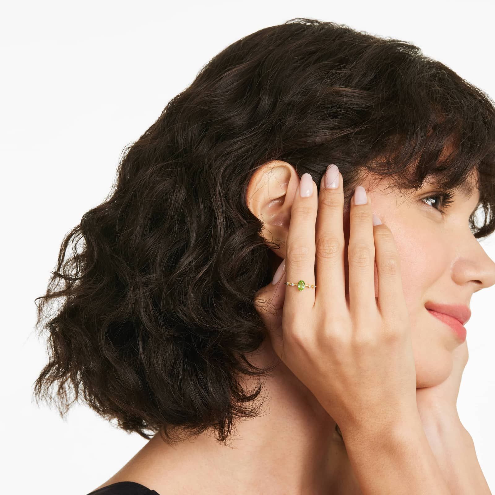 Oval Peridot And Diamond Birthstone Ring In 14K Yellow Gold