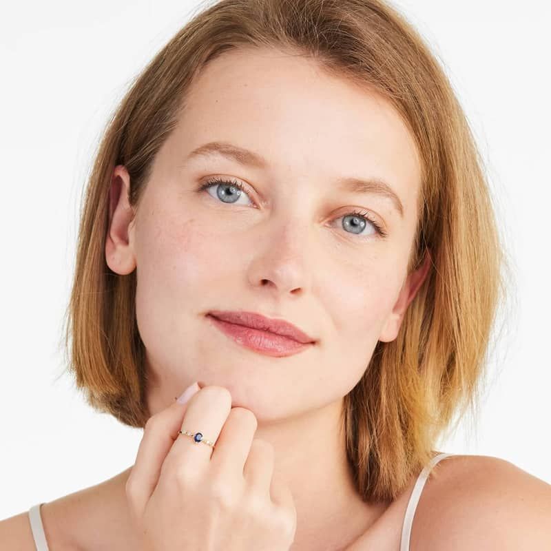 Oval Sapphire And Diamond Birthstone Ring In 14K Yellow Gold