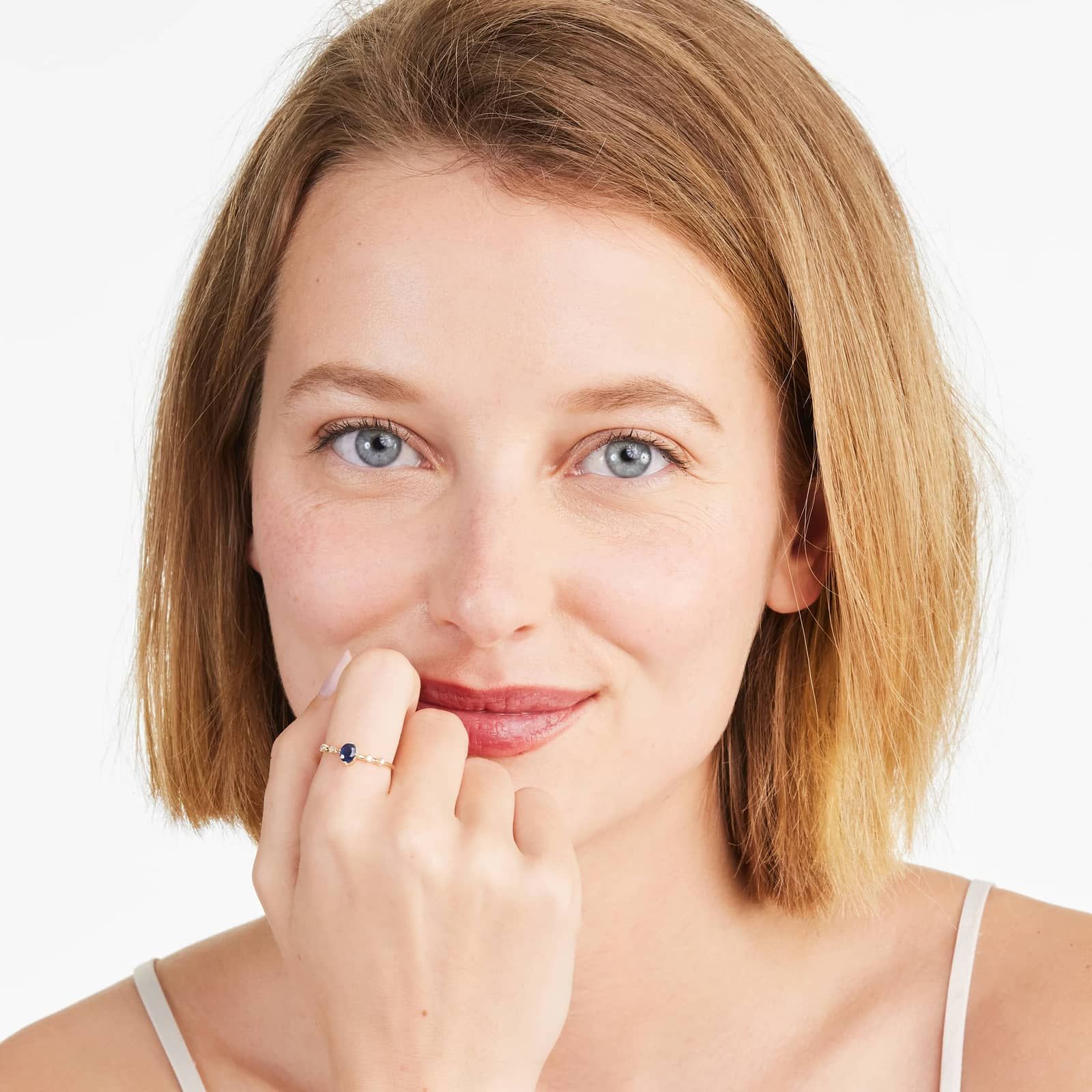 Oval Sapphire And Diamond Birthstone Ring In 14K Yellow Gold