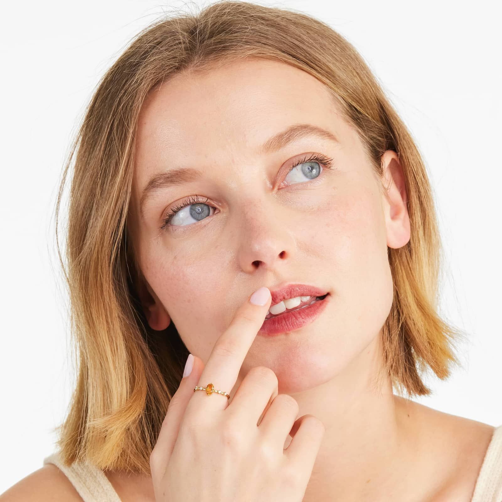 Oval Citrine And Diamond Birthstone Ring In 14K Yellow Gold