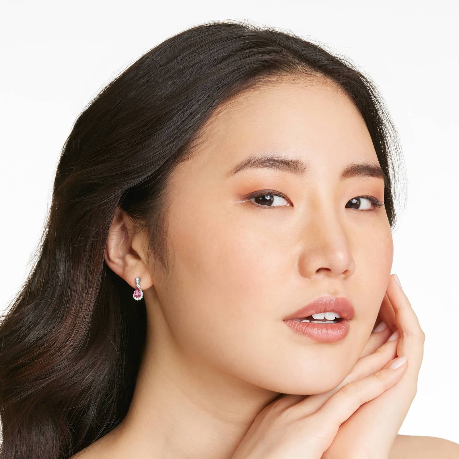 14K White Gold Regal Drop Ruby Necklace