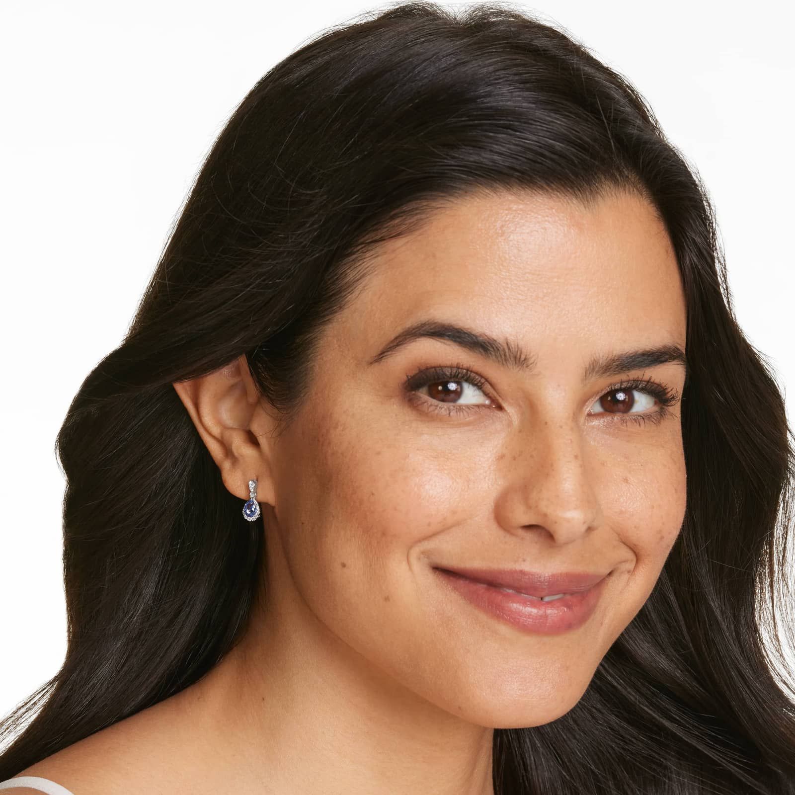 Regal Sapphire Drop Earrings In 14K White Gold