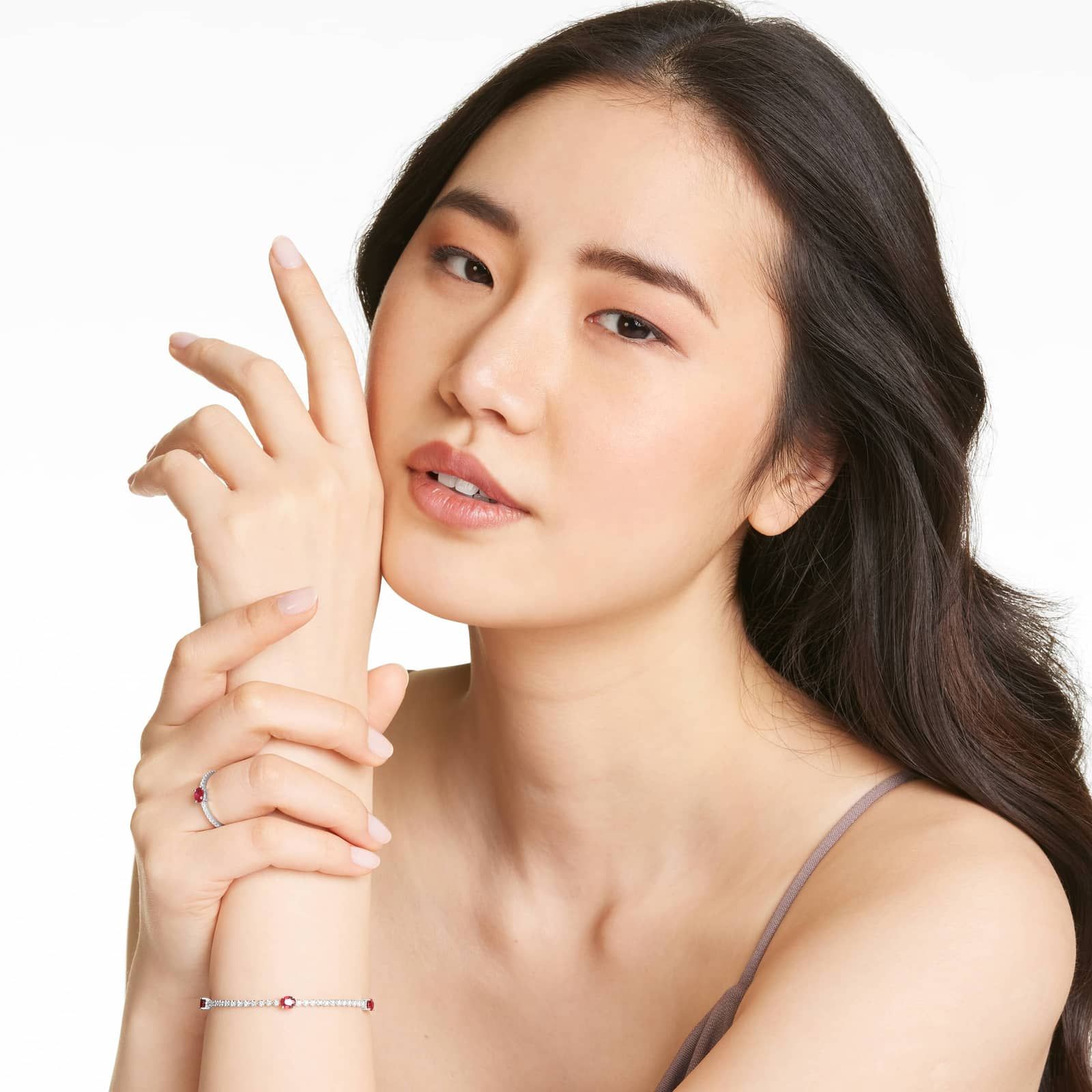 Diamond And Ruby Ring In 14K White Gold