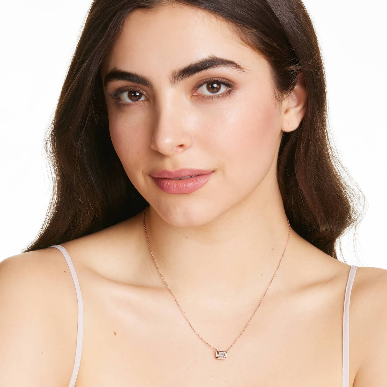 14K Rose Gold Bezel Morganite Necklace