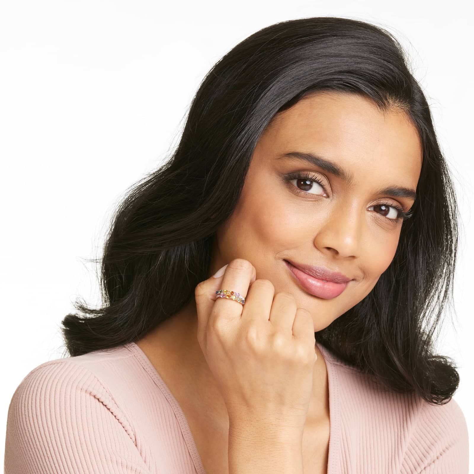 Prism Multi-Color Sapphire Ring In 14K Rose Gold